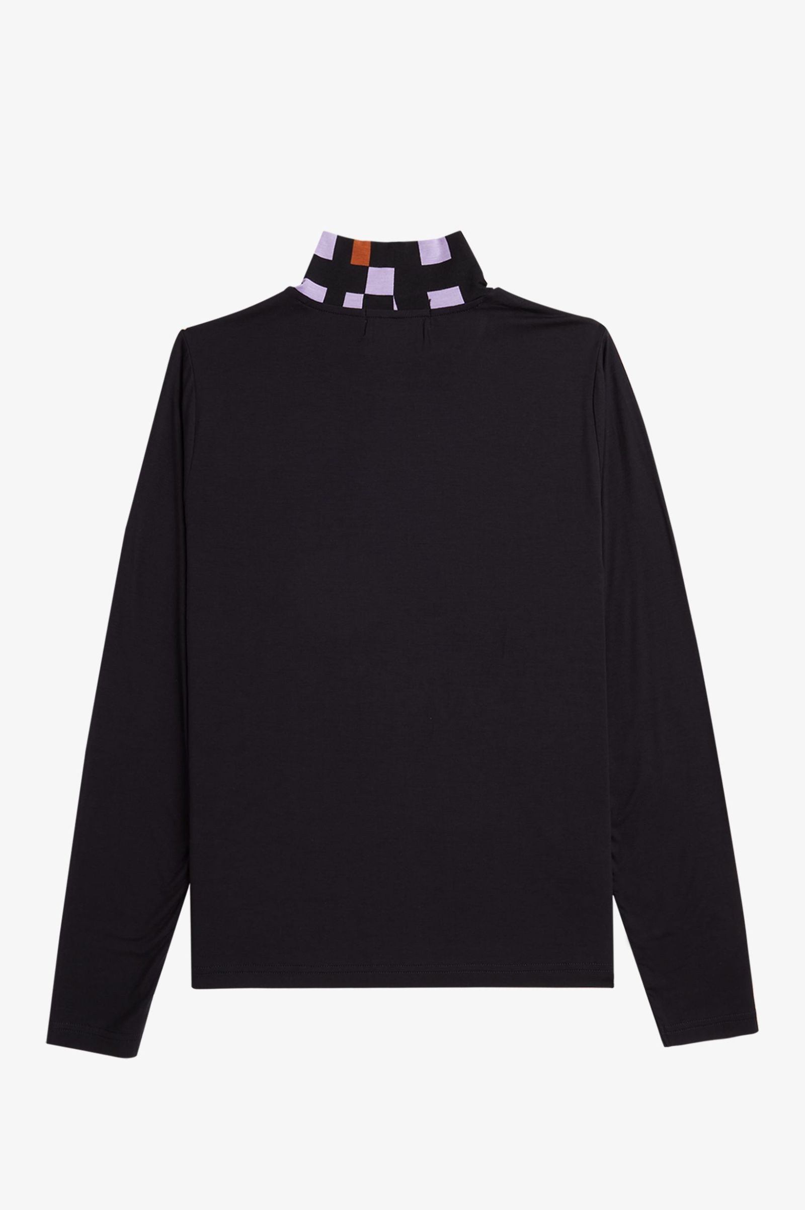 Fred Perry Printed Trim High Neck Top in Black