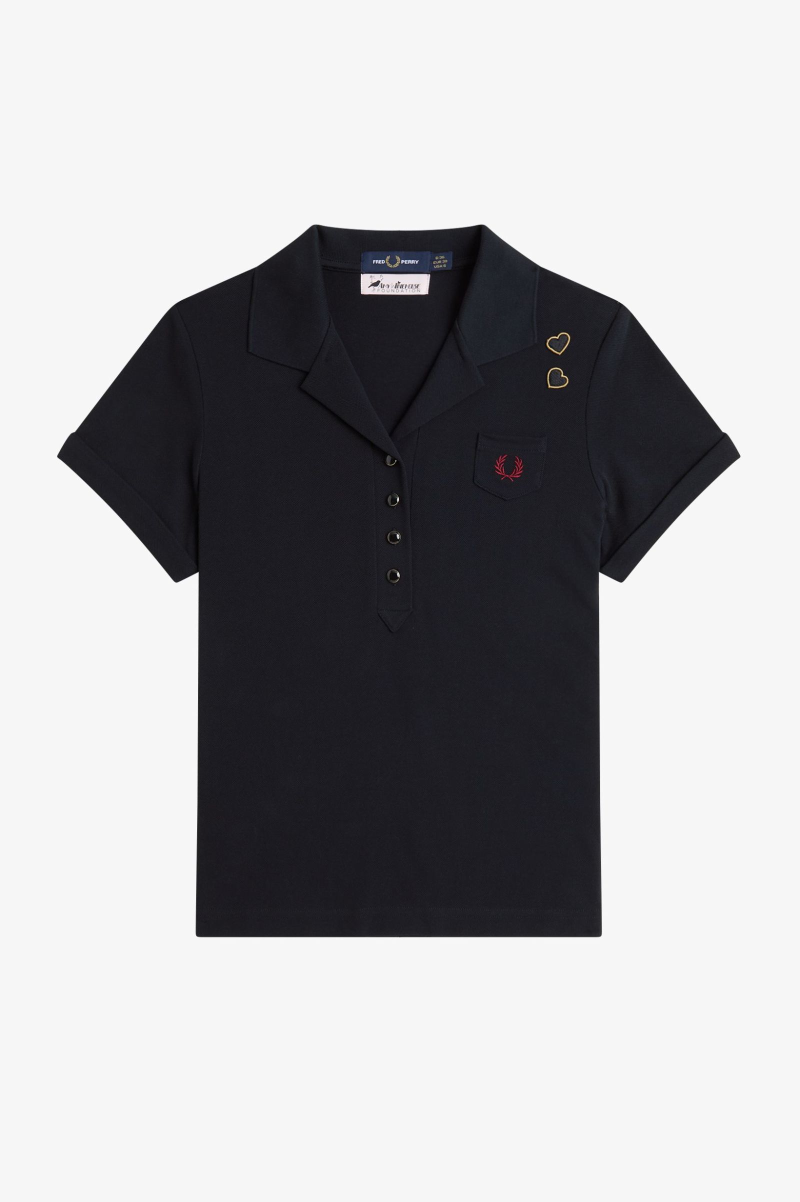 Fred Perry Amy Winehouse Pocket Detail Polo Shirt in Black