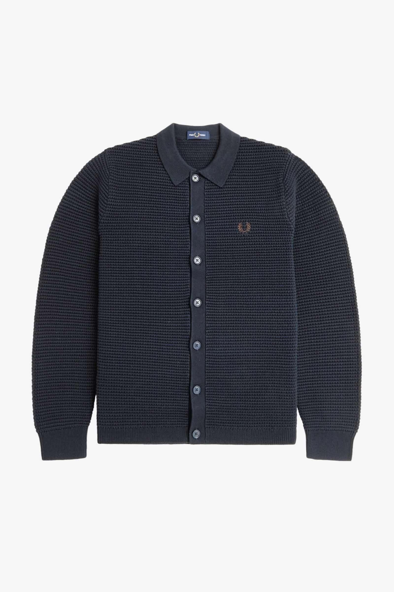 Fred Perry Pointelle Cardigan in Navy