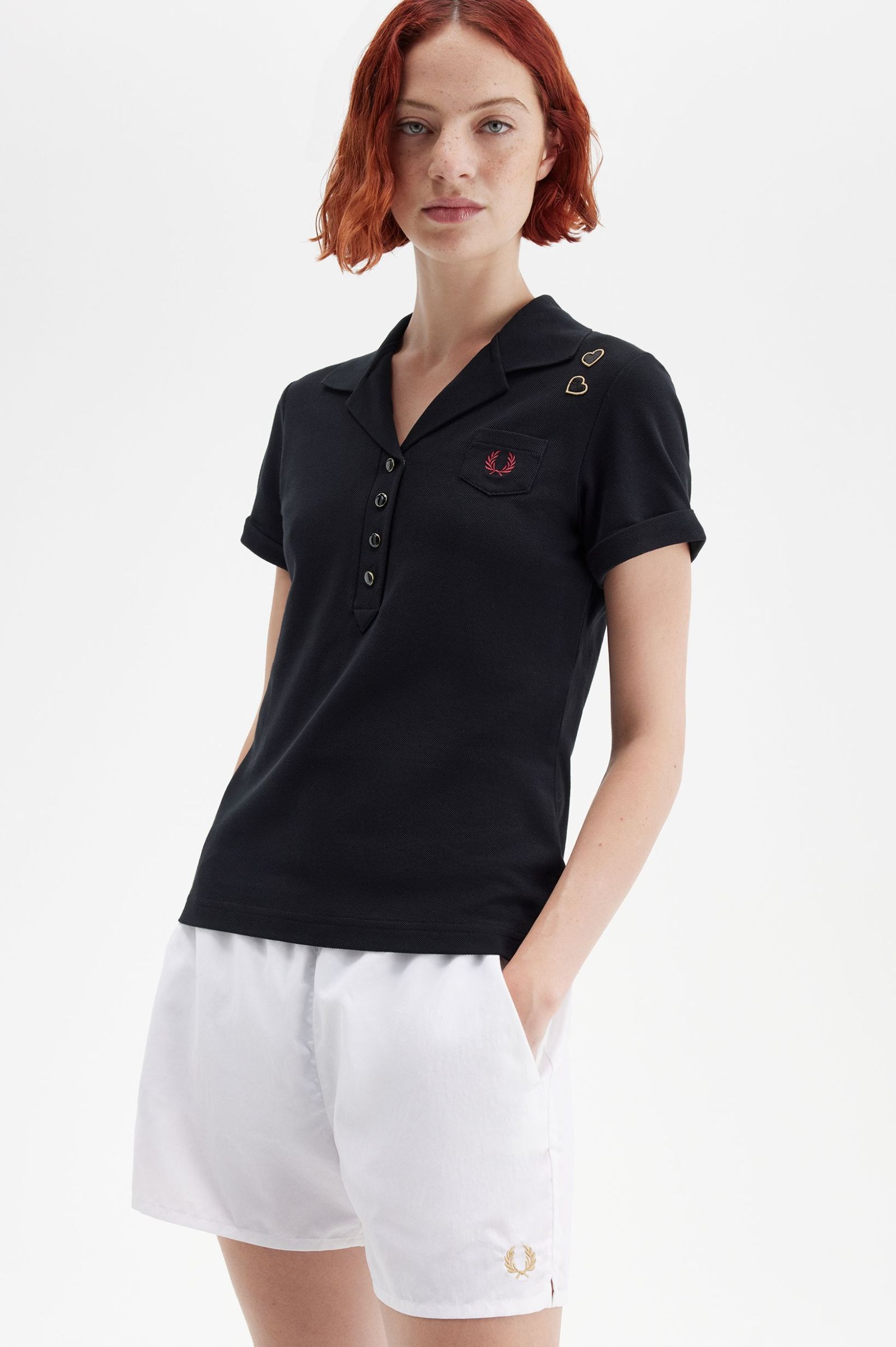 Fred Perry Amy Winehouse Pocket Detail Polo Shirt in Black