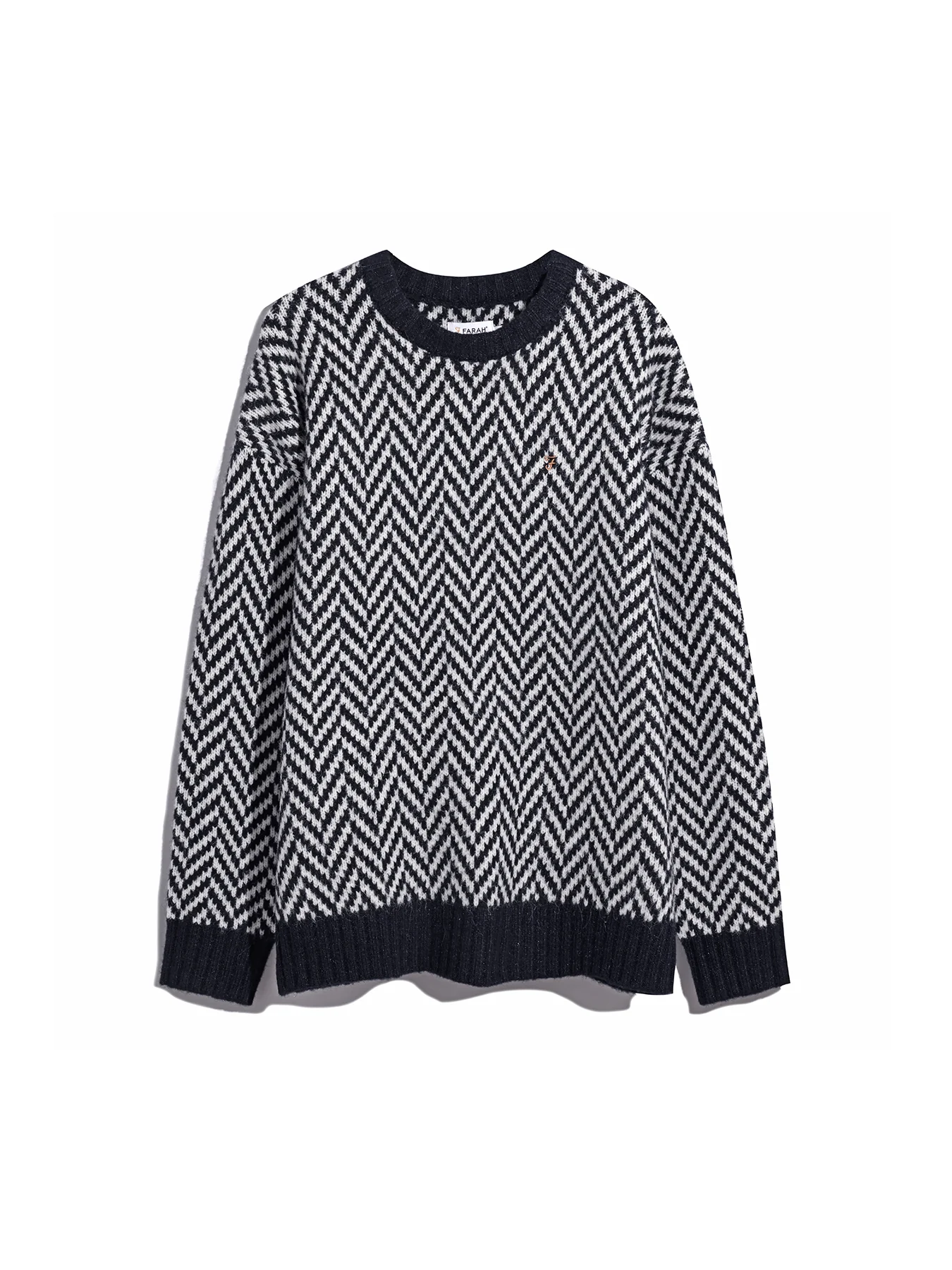 Farah Athens Herringbone Sweater in Blau Weiss