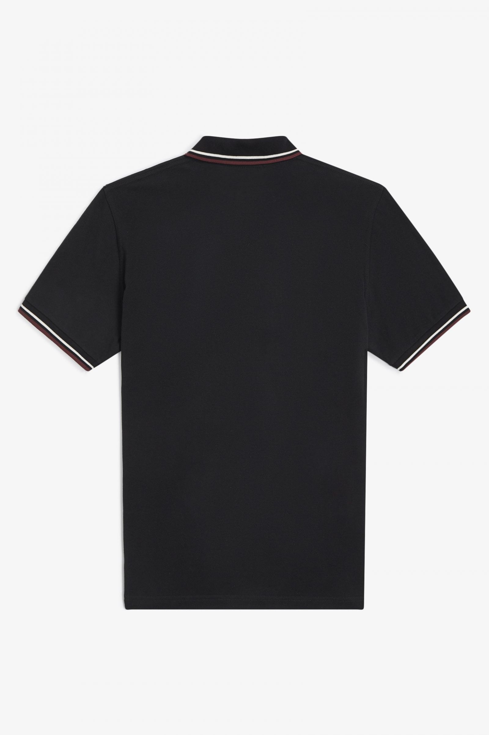 Fred Perry Made in England M12 Twin Tipped Shirt in Black/Ecru/Oxblood