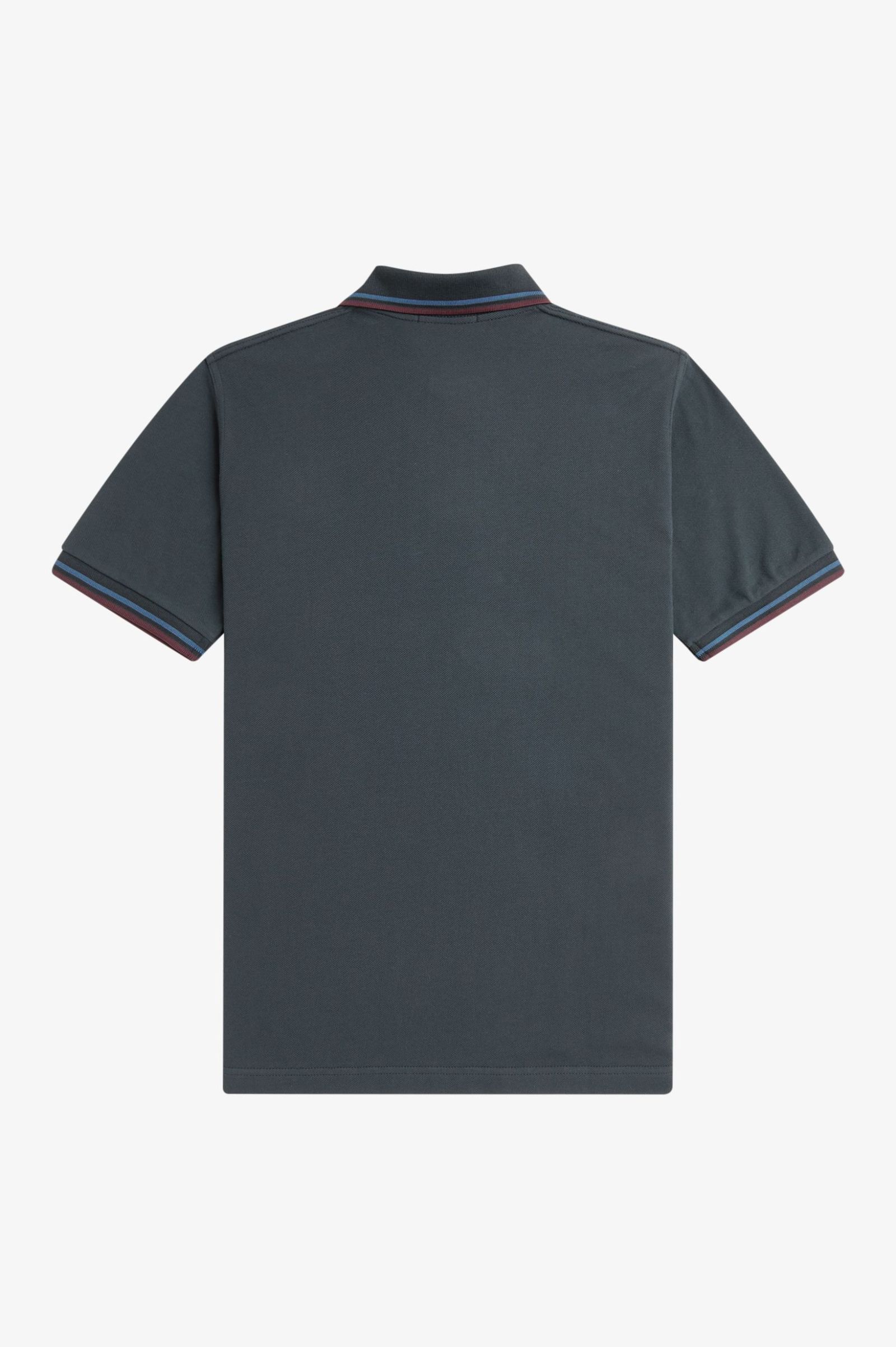 Fred Perry Made In England M12 Twin Tipped Shirt in Night Green / Midnight Blue / Oxblood