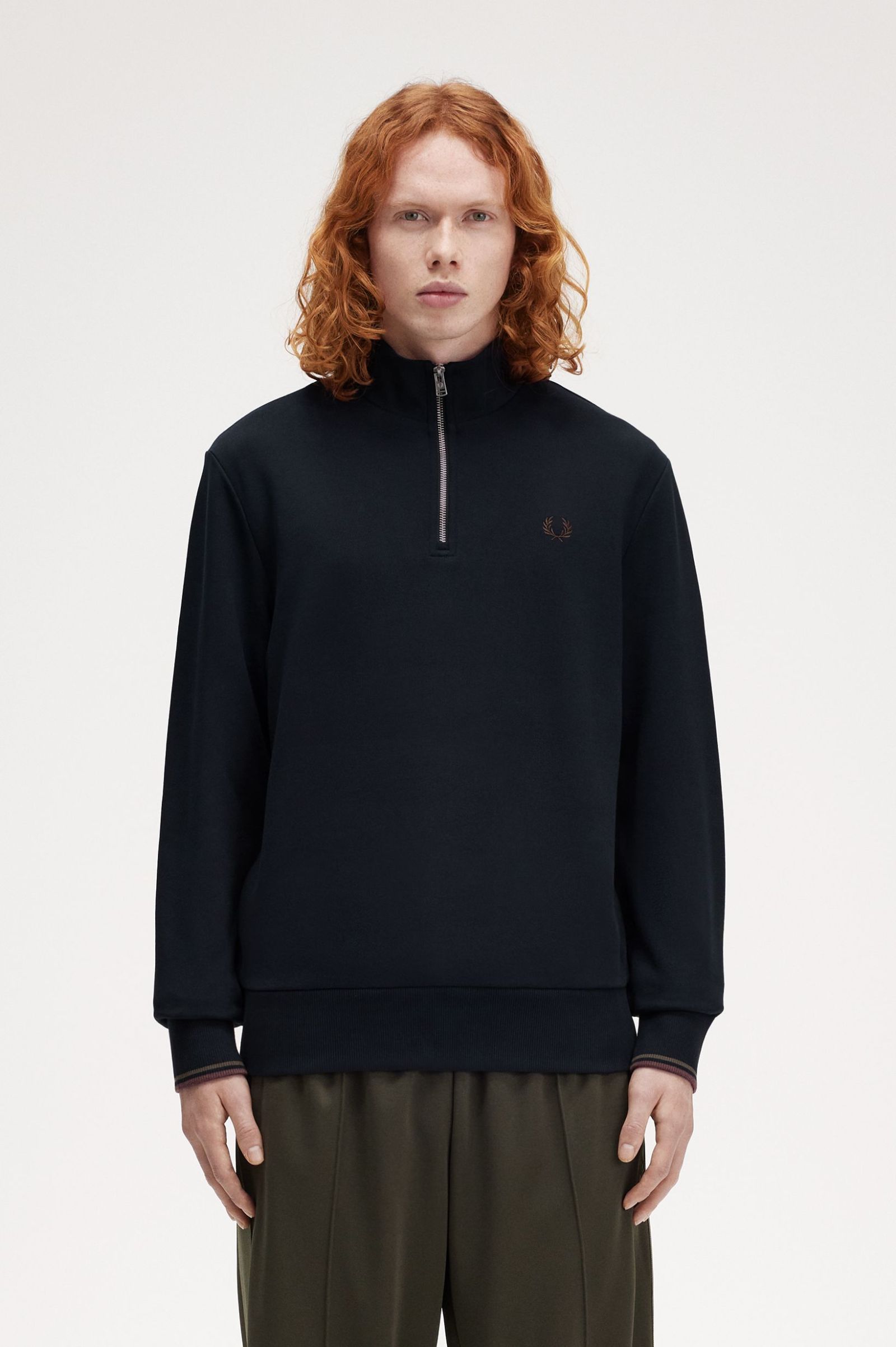 Fred Perry Half Zip Sweater in Navy