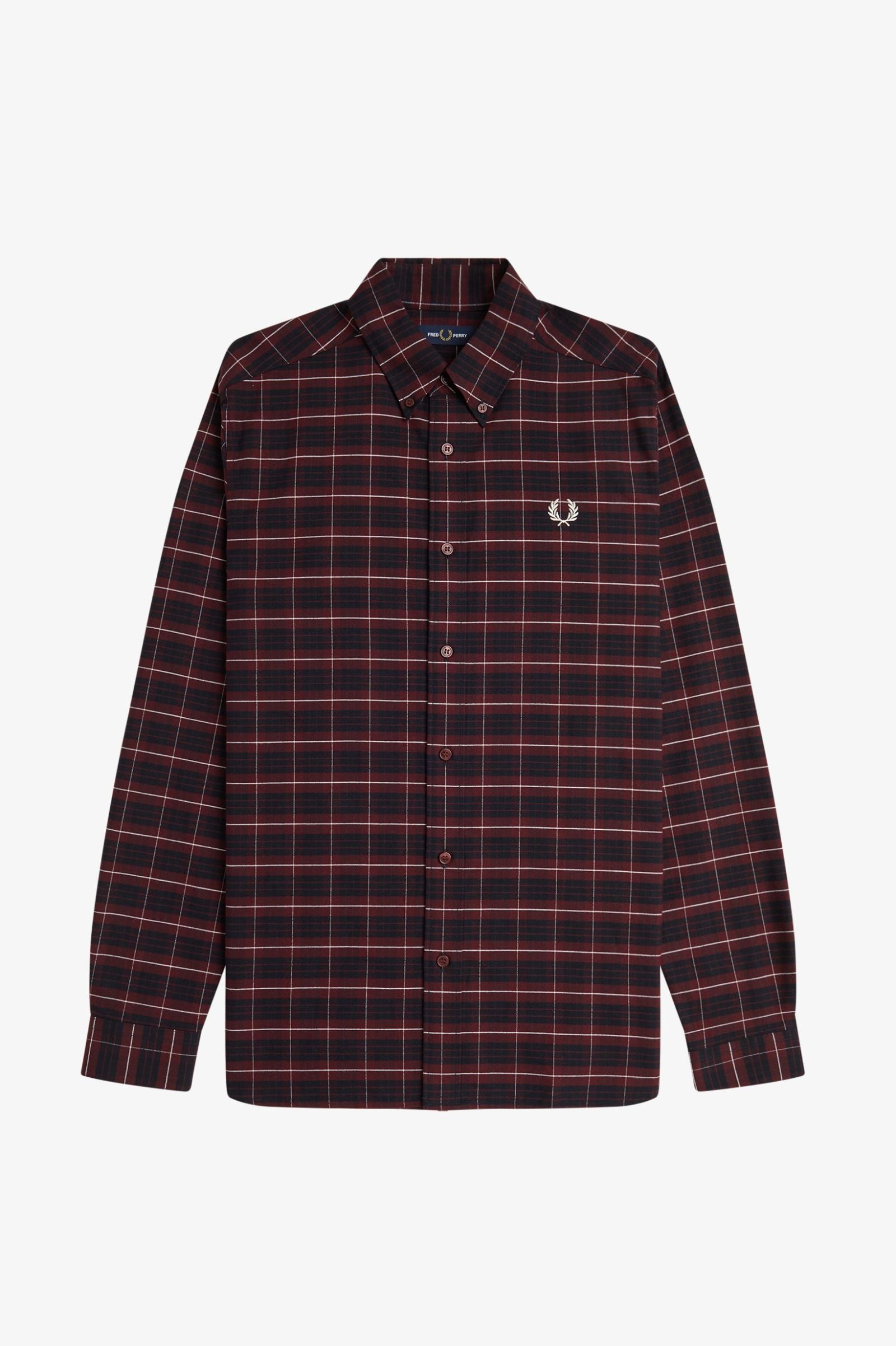 Fred Perry Brushed Oxford Tartan Shirt in Oxblood