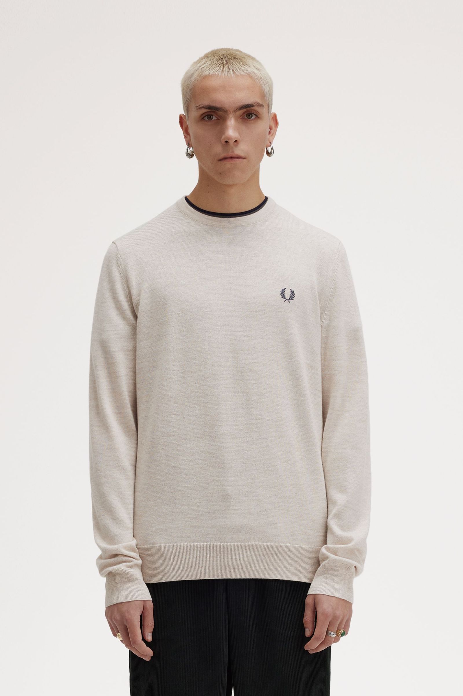 Fred Perry Classic Crew Neck Jumper in Porridge Marl