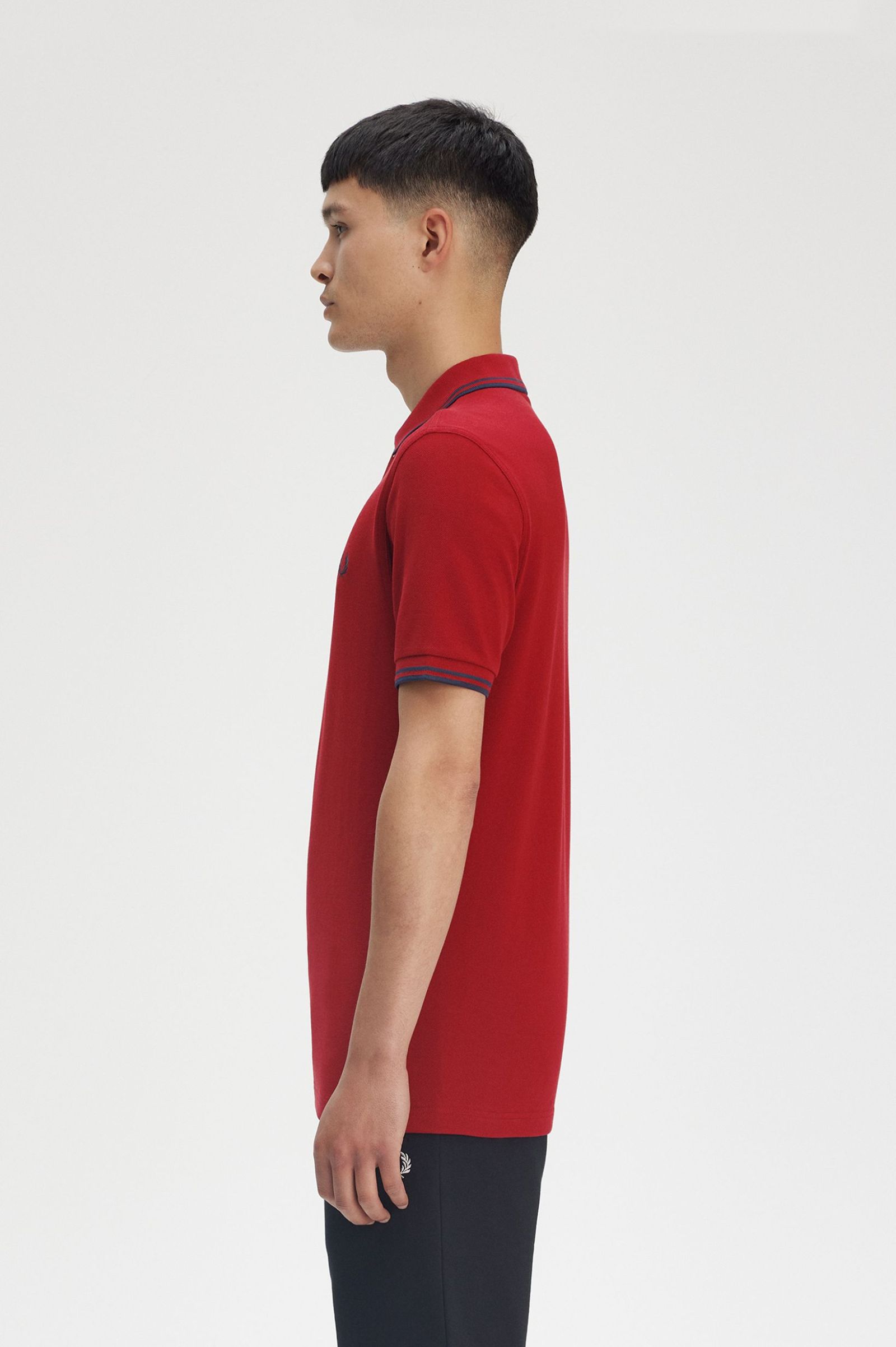 Fred Perry Twin Tipped Shirt in Burnt Red/Navy