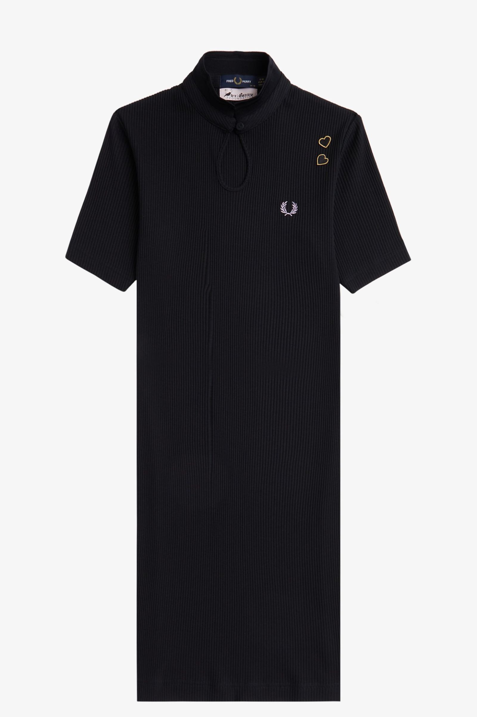 Fred Perry Ribbed Polo Shirt Dress Black