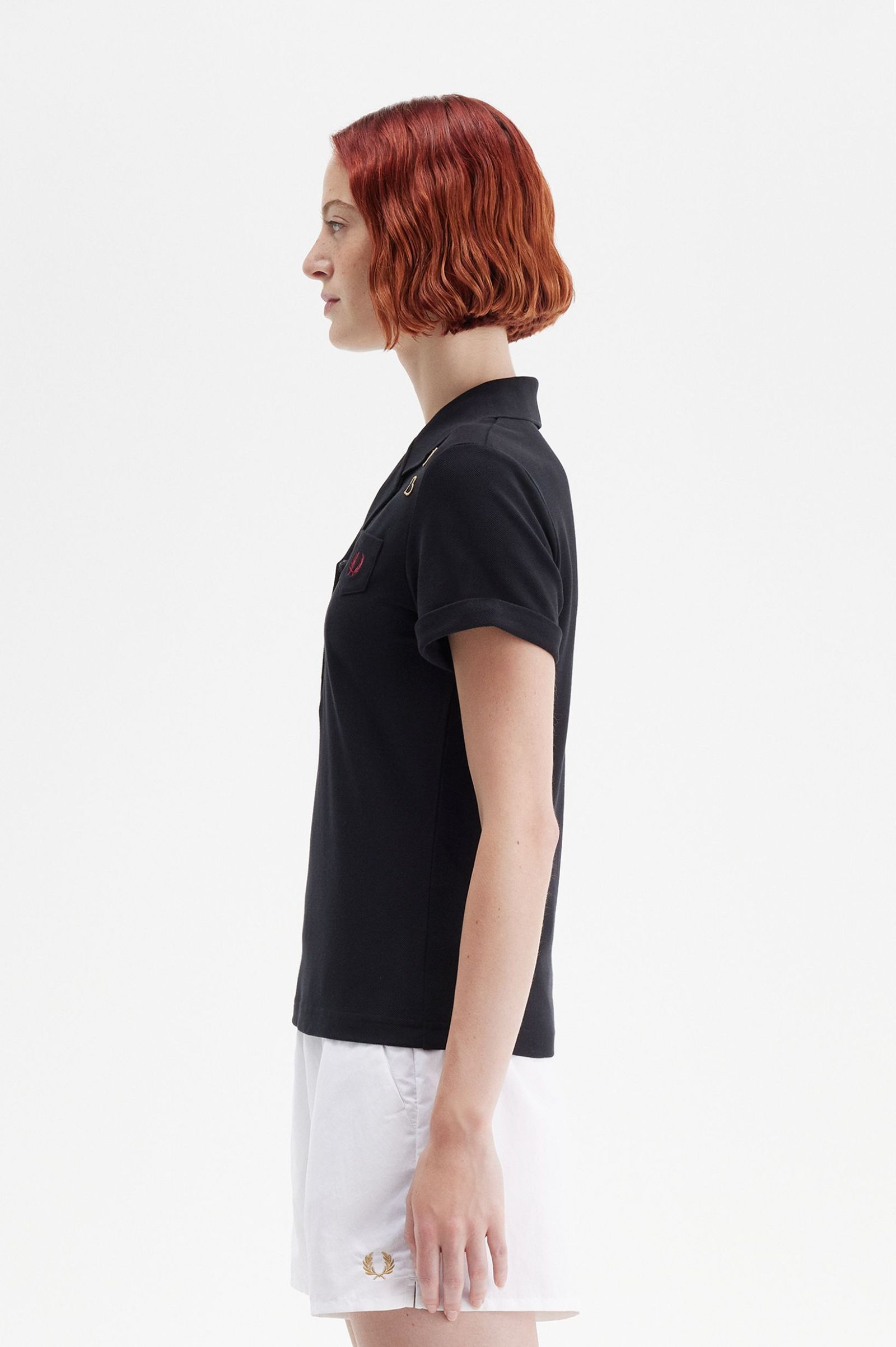 Fred Perry Amy Winehouse Pocket Detail Polo Shirt in Black