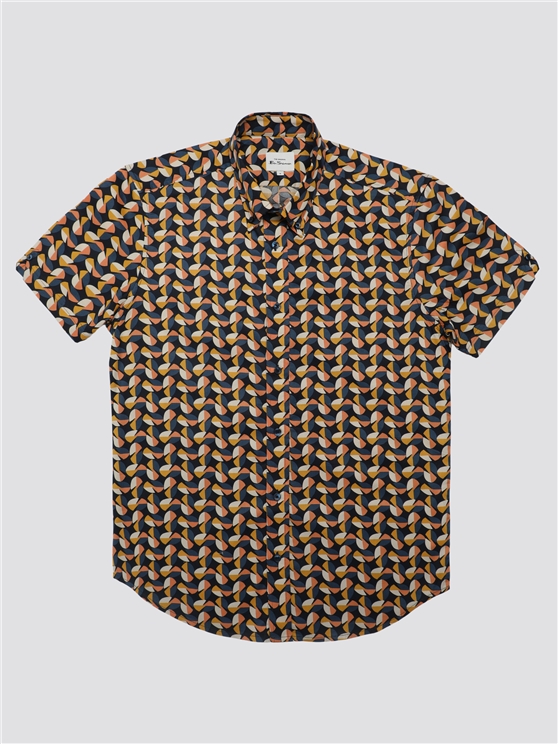 Ben Sherman Bauhaus Geo Print Shirt  Midnight