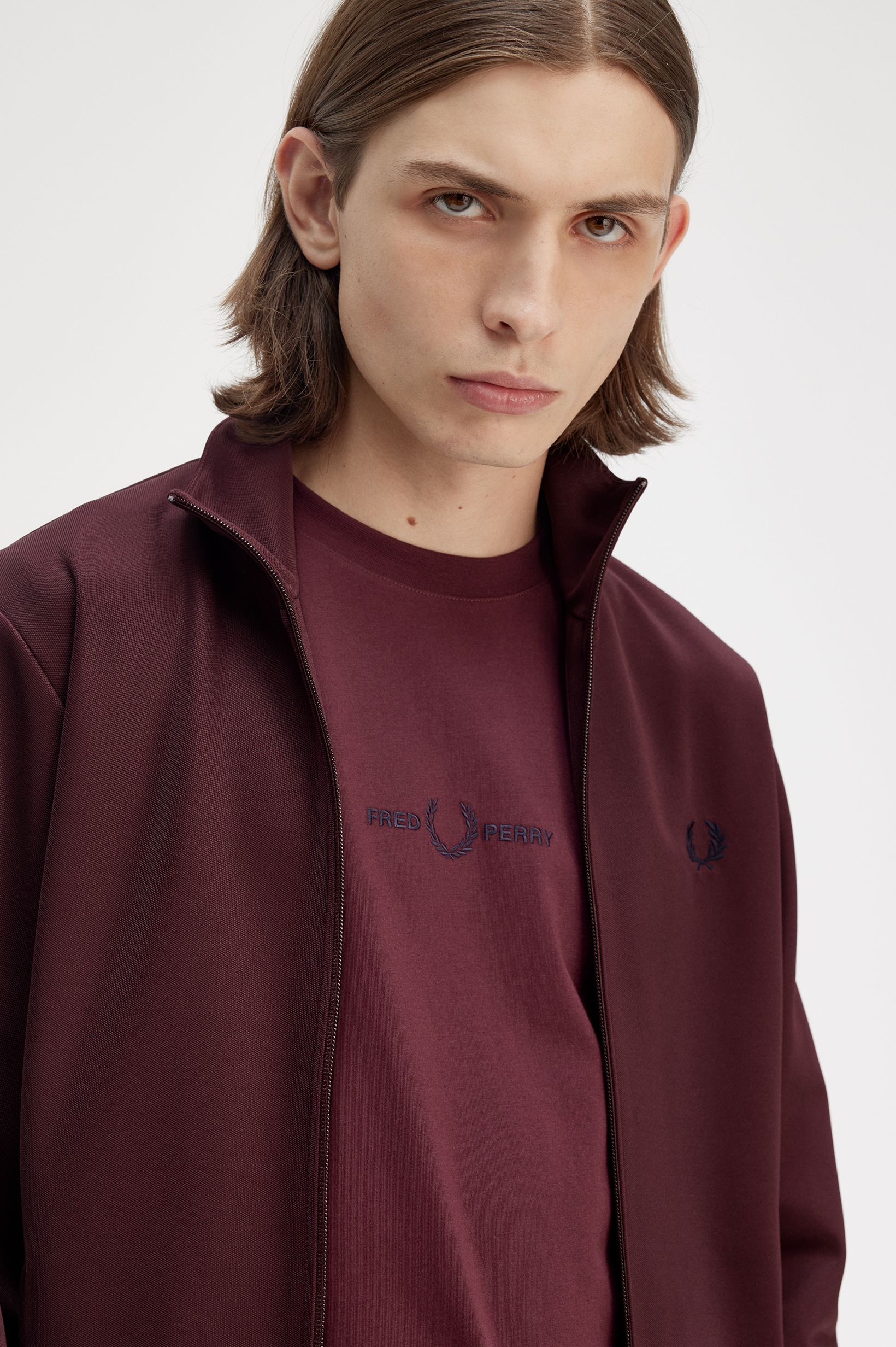 Fred Perry Track Jacket in Oxblood 