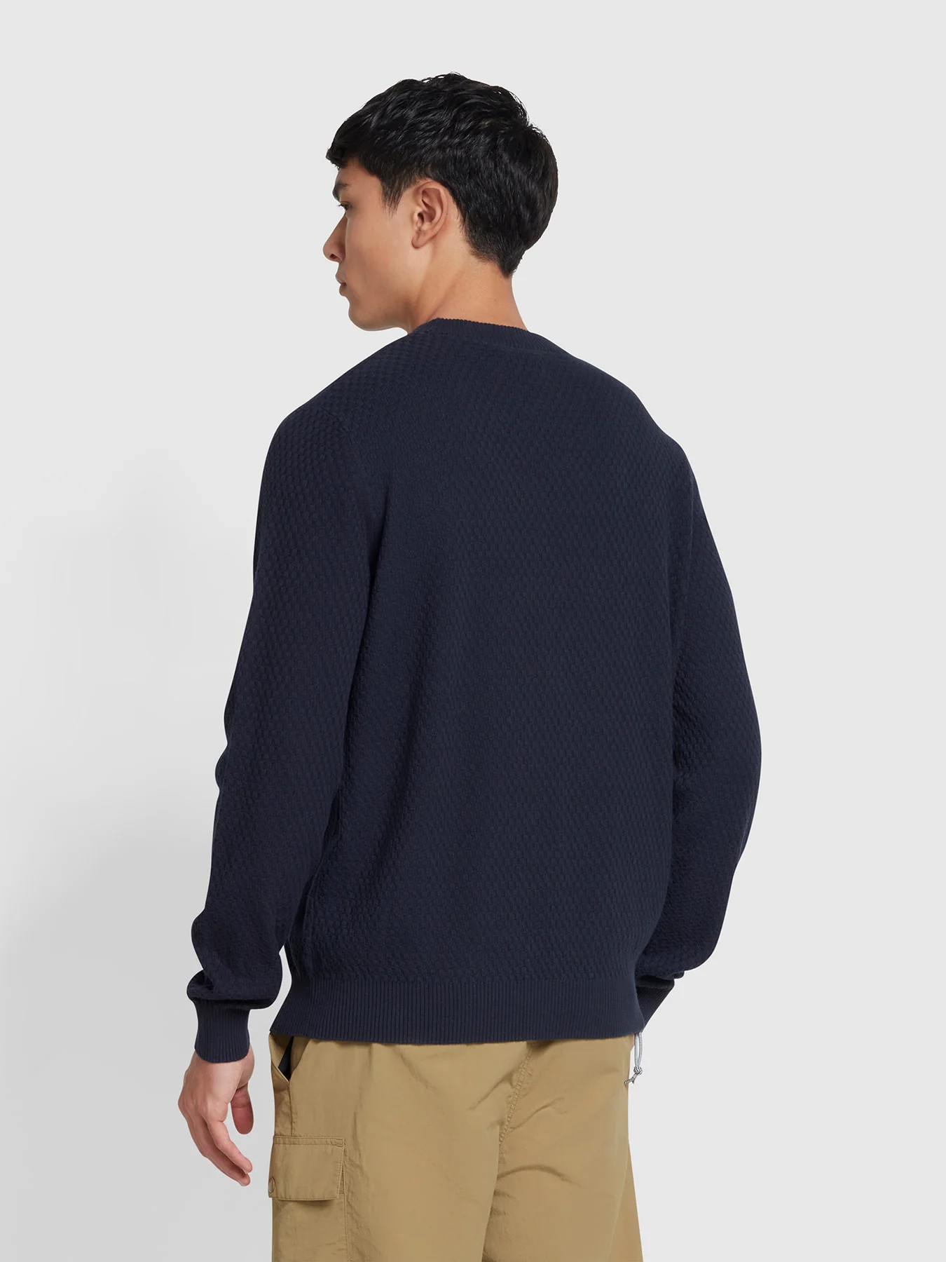 Farah  Edwards Crew Neck Jumper In True Navy 