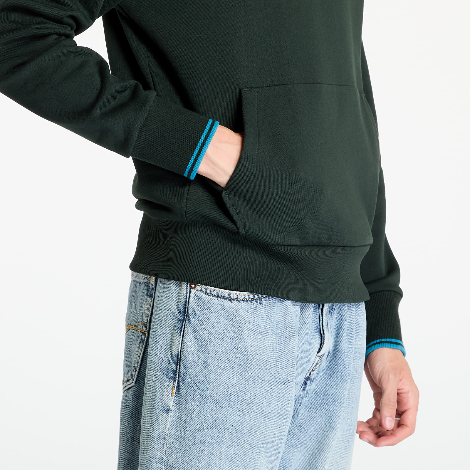 Fred Perry Tipped Hooded Sweatshirt Night Green / Ocean