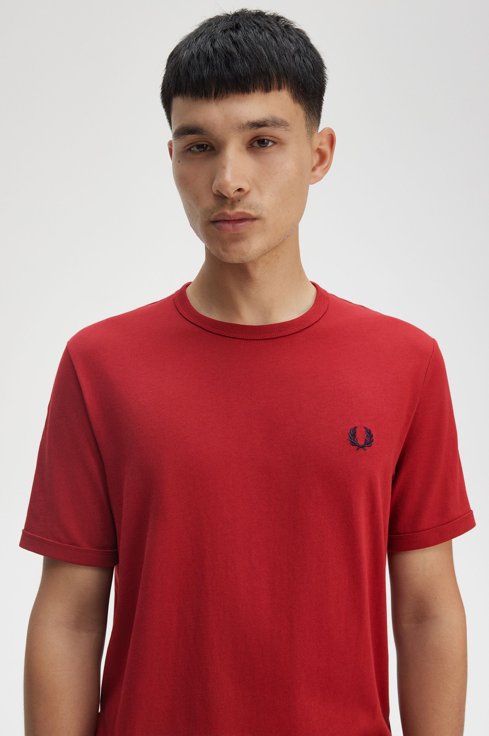 Fred Perry Ringer T-Shirt in Burnt Red 