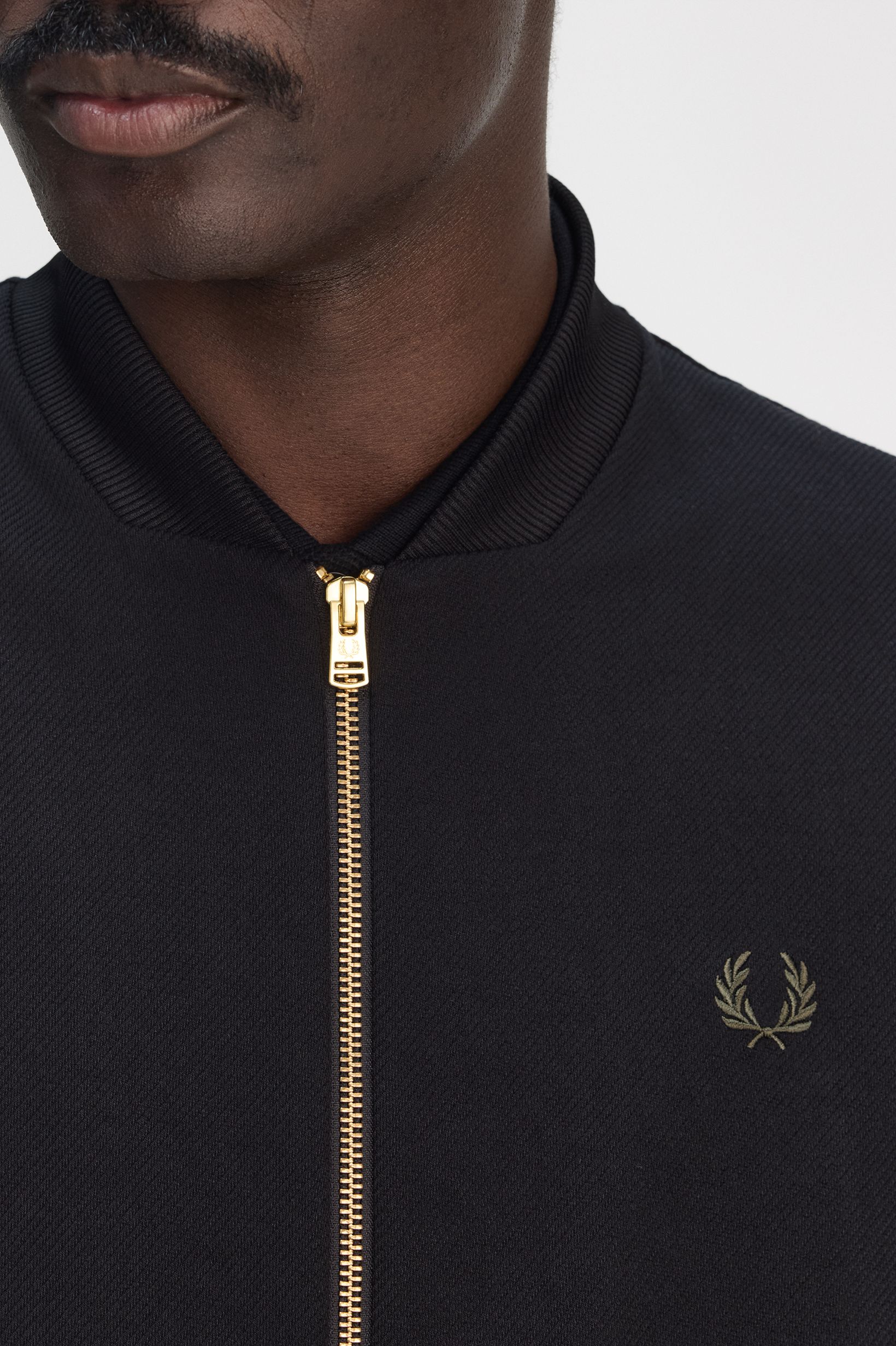 Fred Perry Towelling Tape Bomber Track Jacket in Black