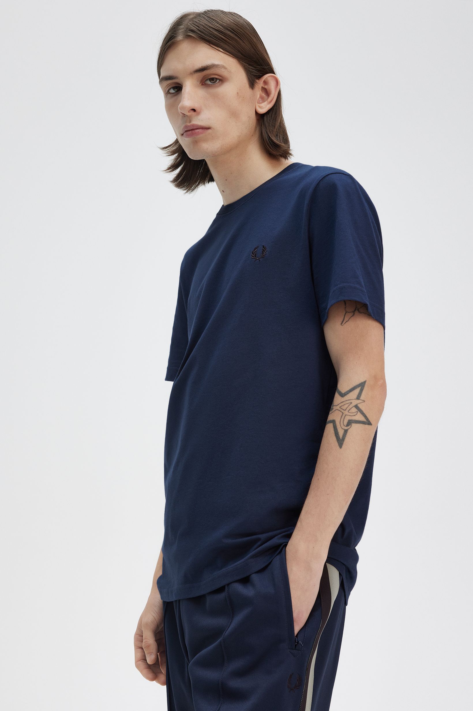 Fred Perry Crew Neck T-Shirt in Tennis Blue