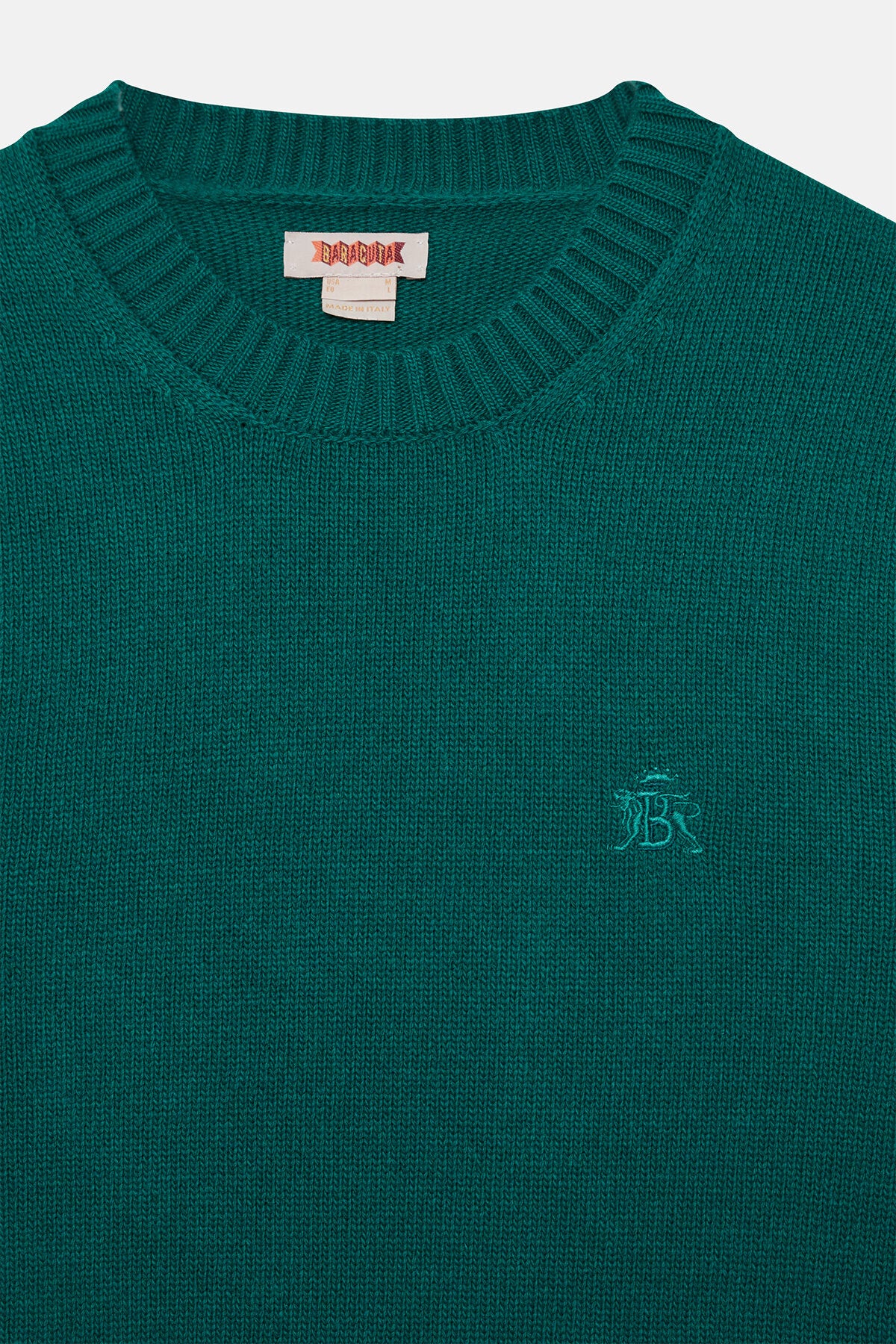 Baracuta  Merino Crewneck in Emerald Green