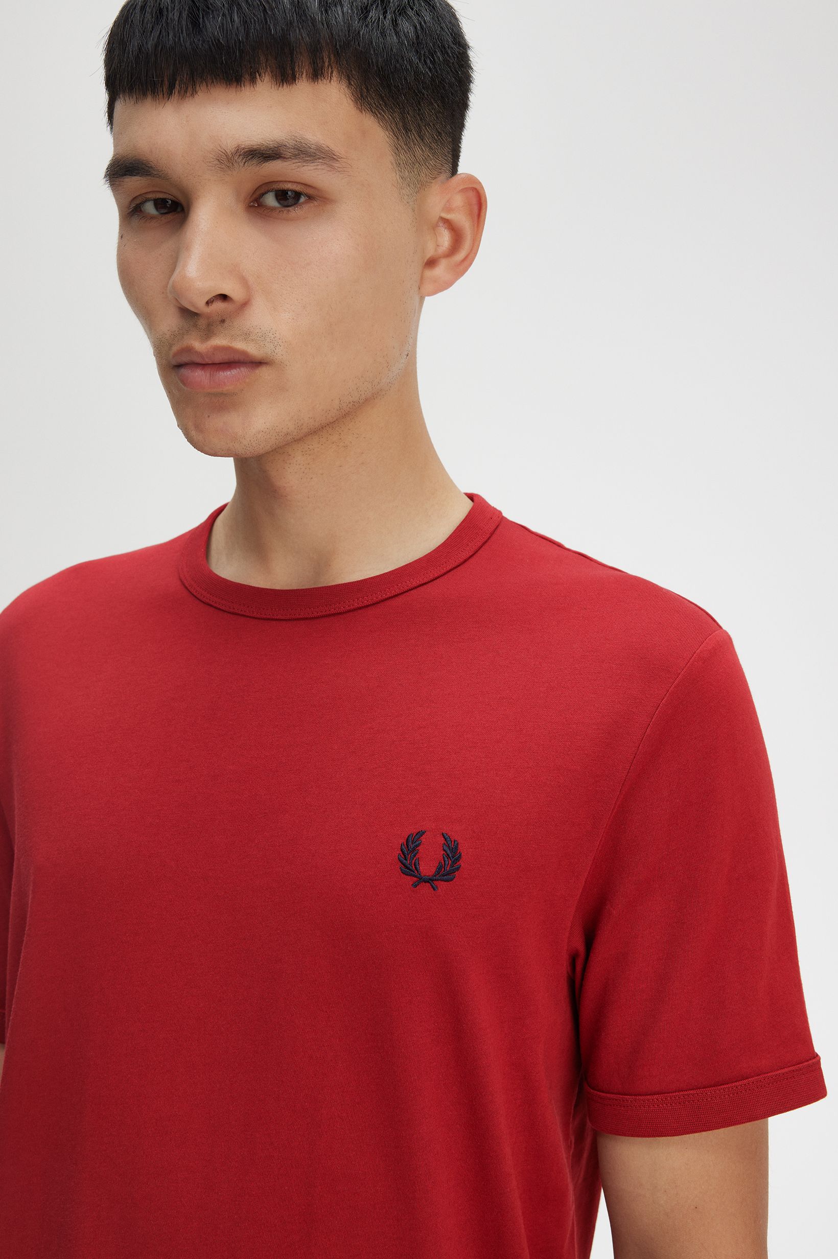 Fred Perry Ringer T-Shirt in Burnt Red 