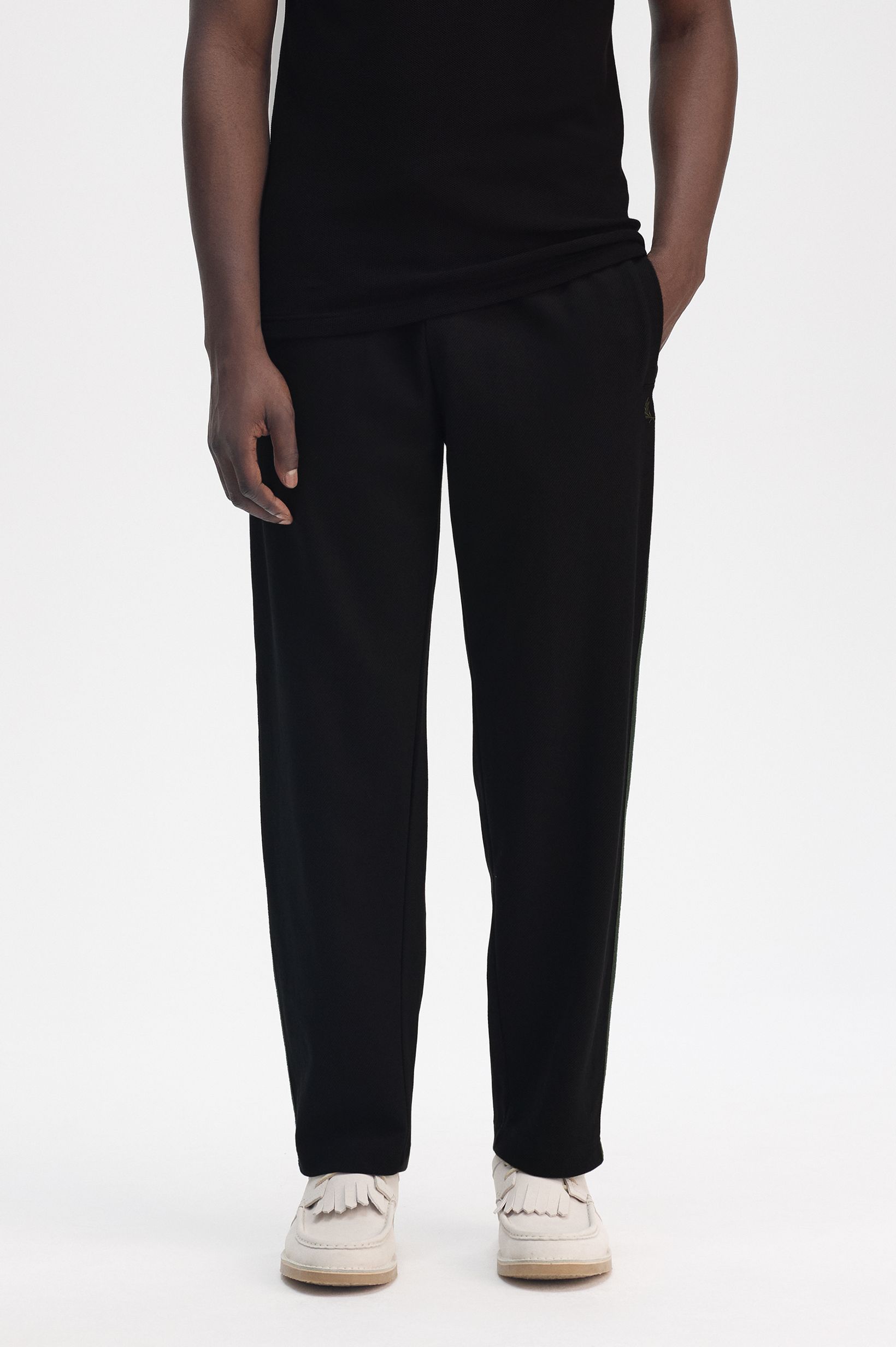 Fred Perry Towelling Tape Track Pant in Black