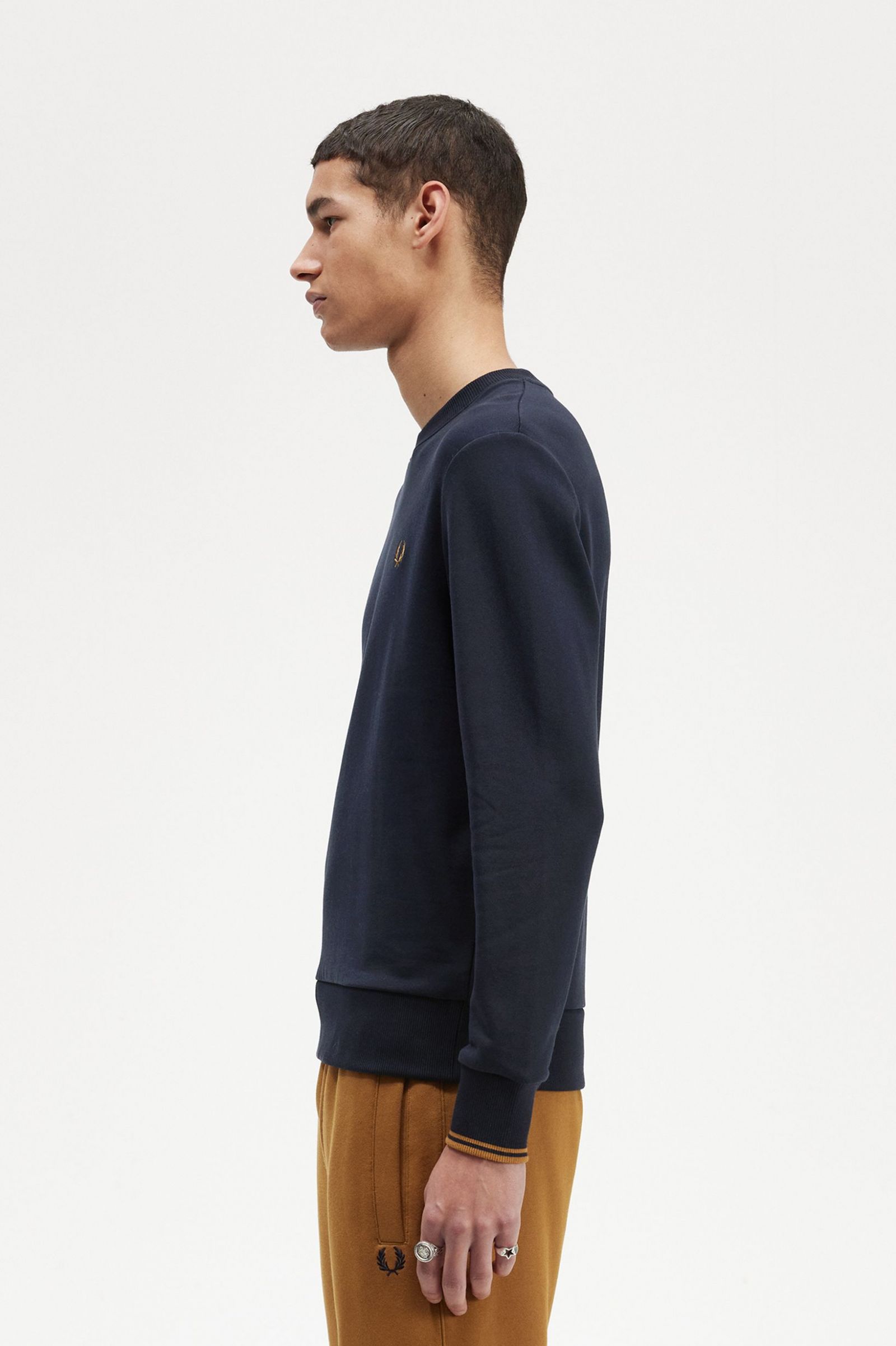 Fred Perry Crew Neck Sweatshirt in Navy 