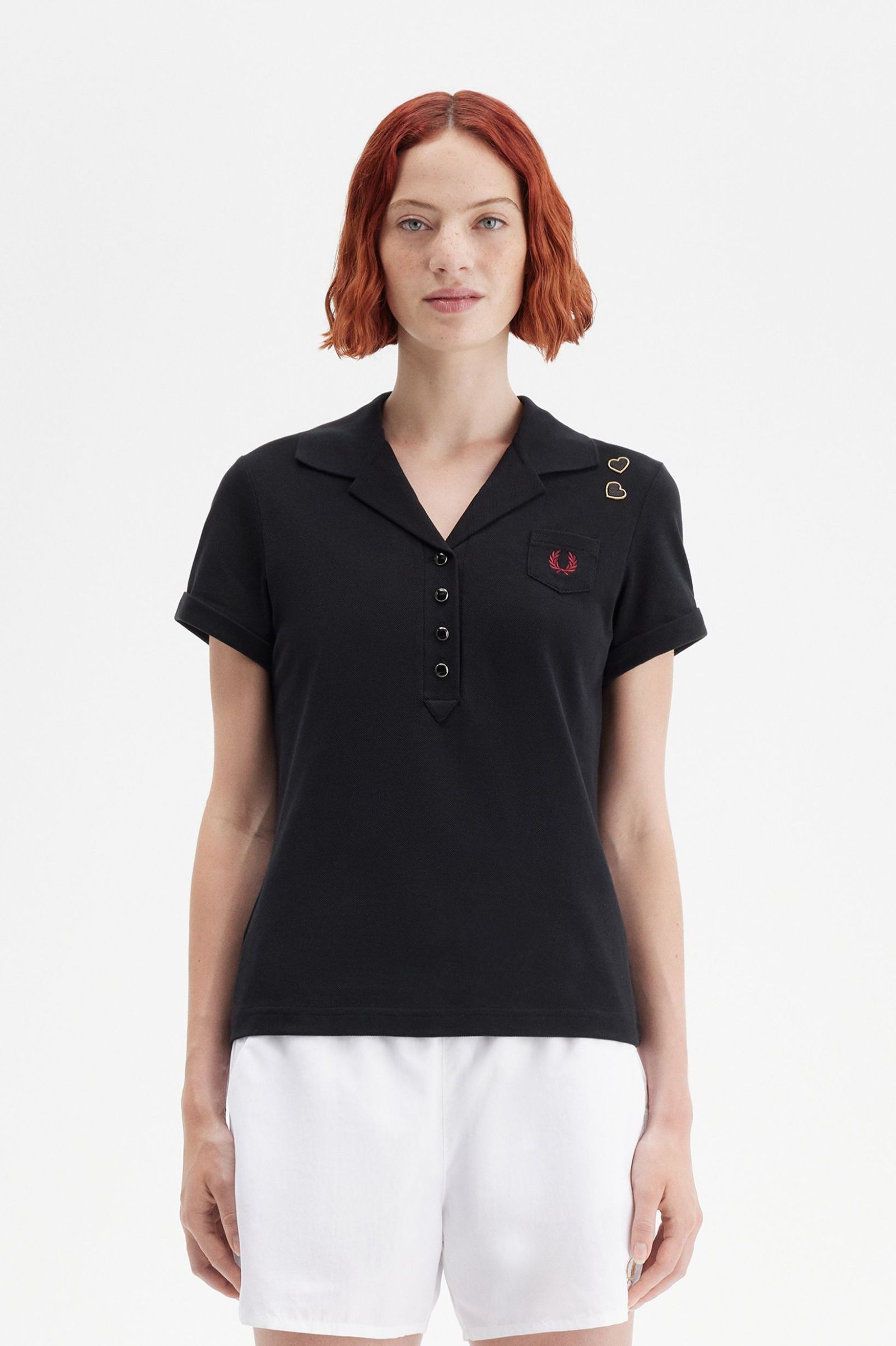 Fred Perry Amy Winehouse Pocket Detail Polo Shirt in Black