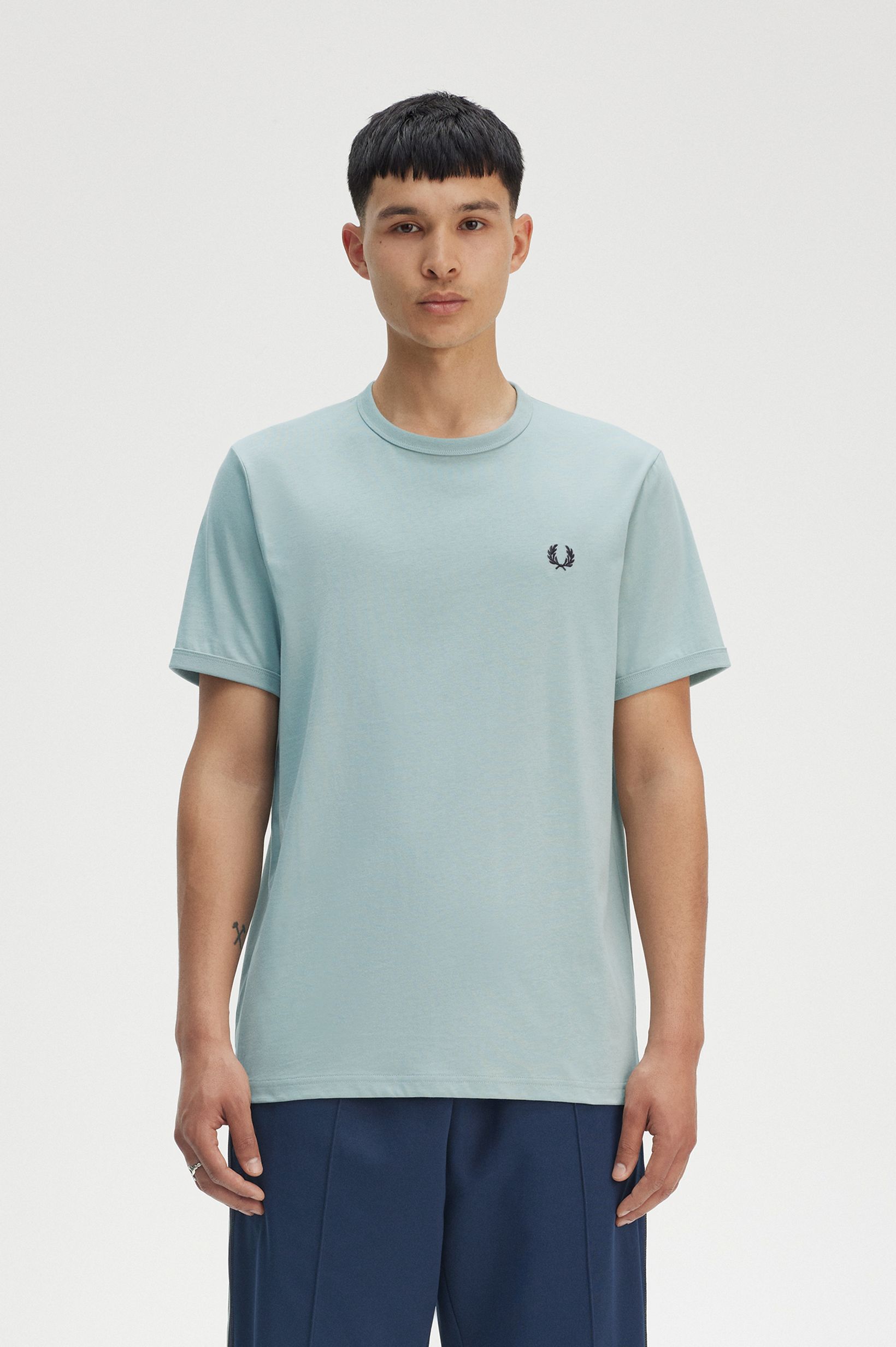 Fred Perry Ringer T-Shirt in Silver Blue