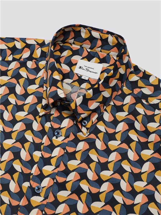 Ben Sherman Bauhaus Geo Print Shirt  Midnight