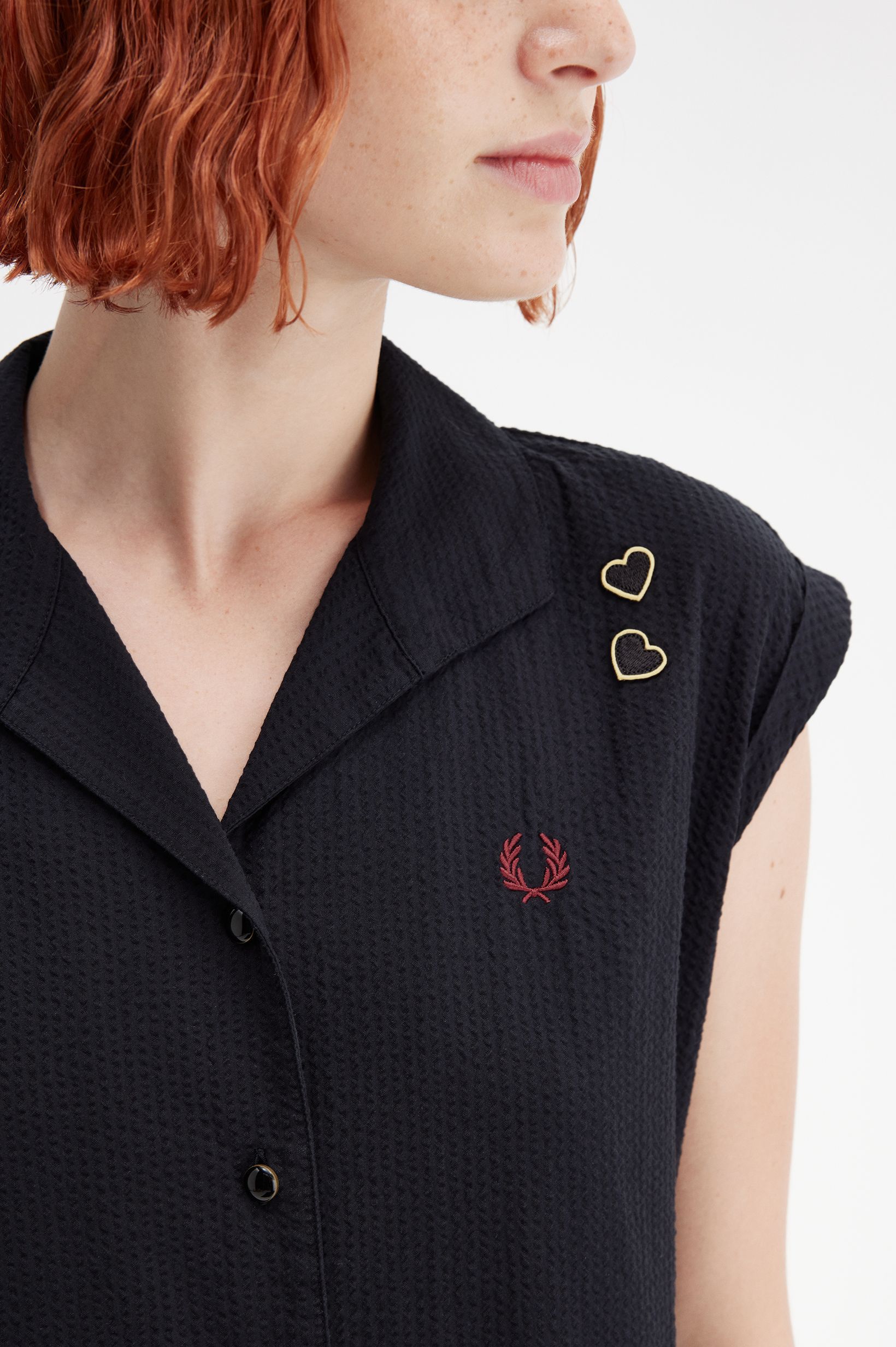 Fred Perry Amy Winehouse Pocket Detail Piqué Dress in Black