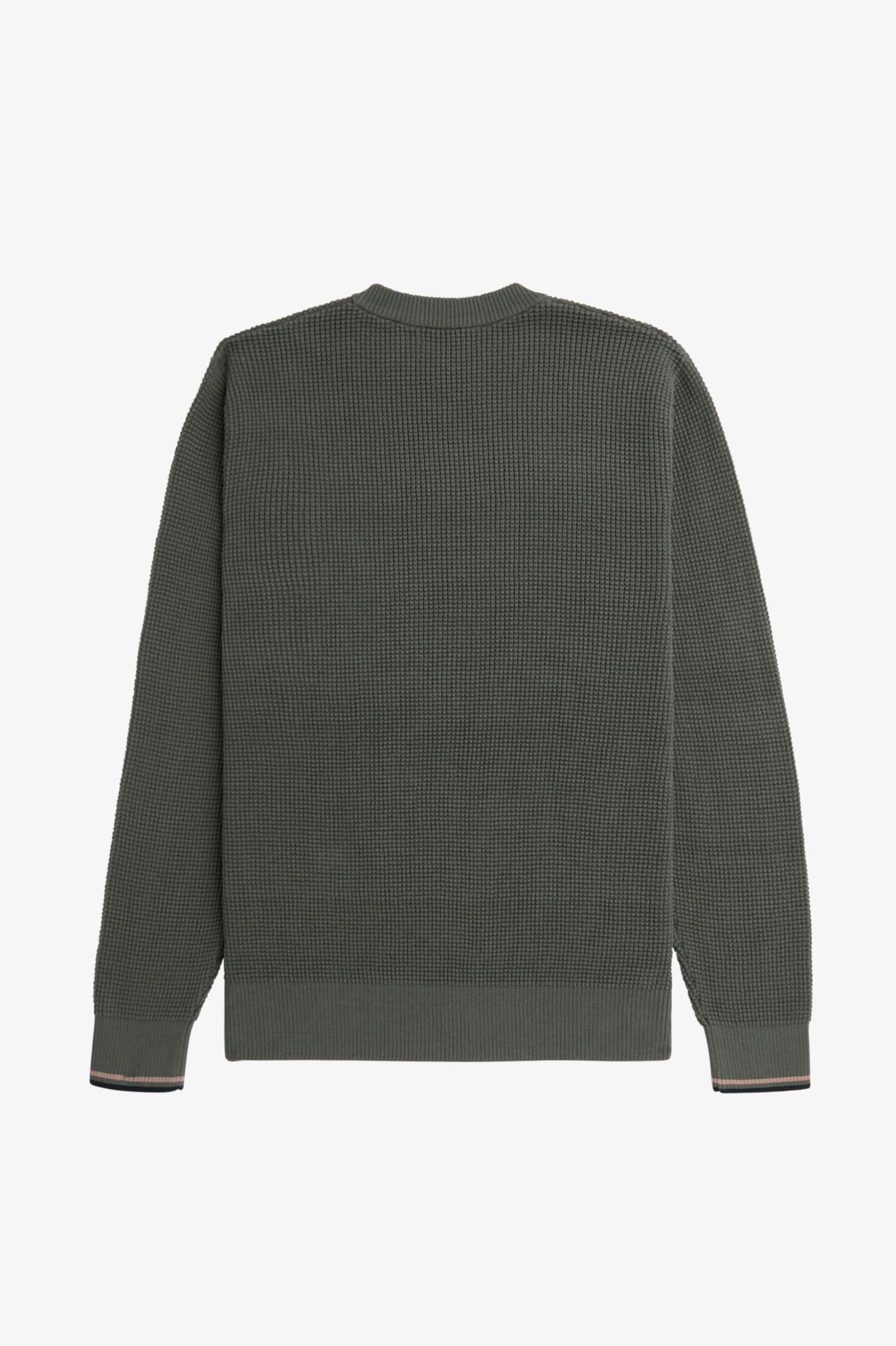 Fred Perry Waffle Stitch Jumper Field Green