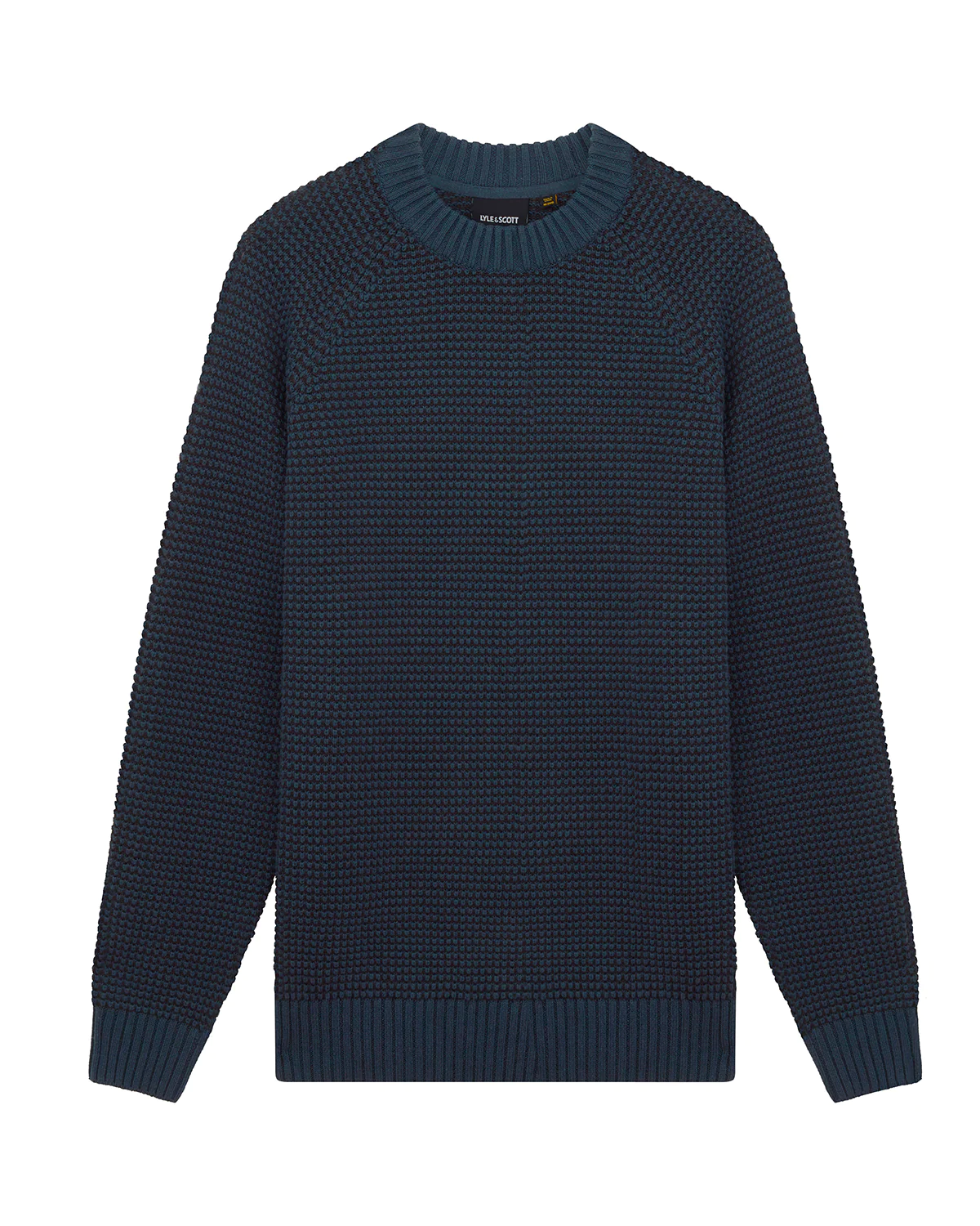 Lyle & Scott Birdseye Mock Neck Jumper in Muddy Navy