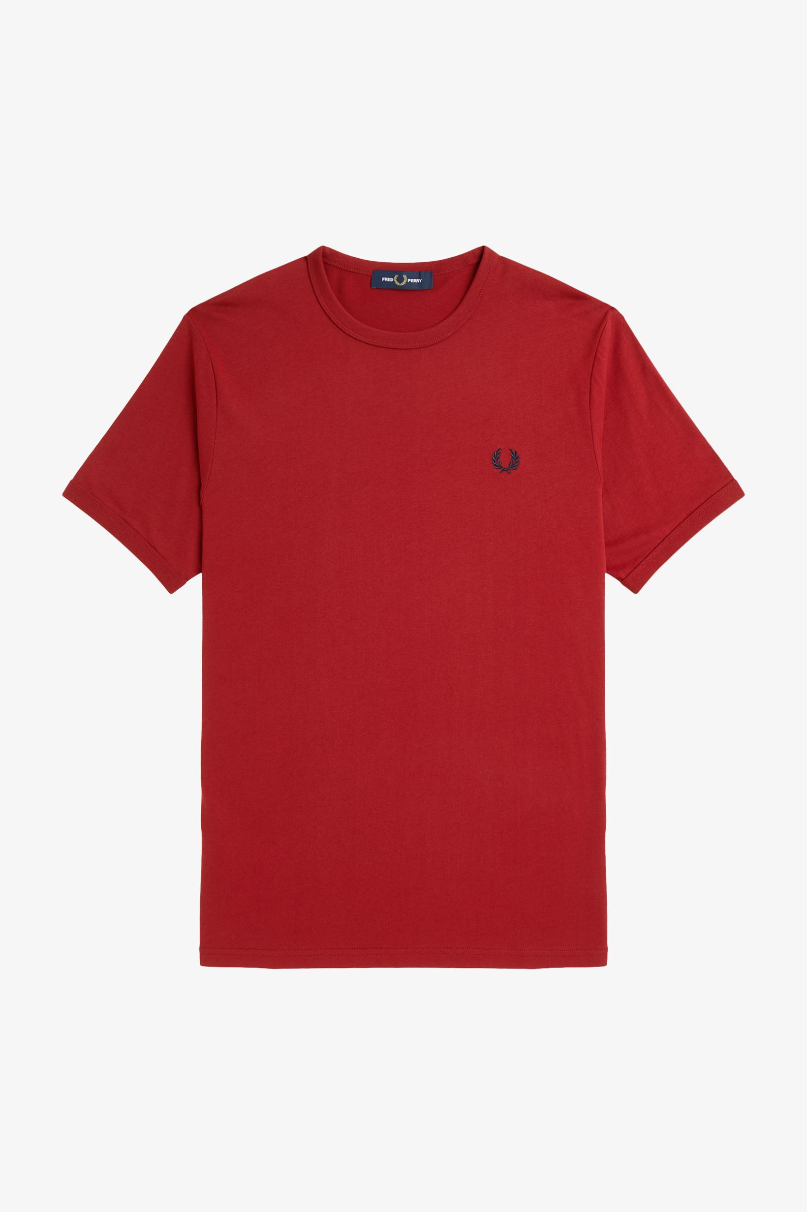 Fred Perry Ringer T-Shirt in Burnt Red 