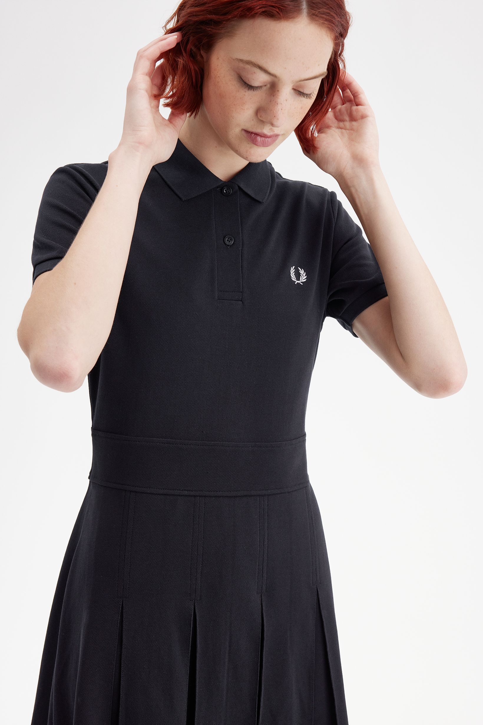 Fred Perry Pleated Tennis Dress in Black