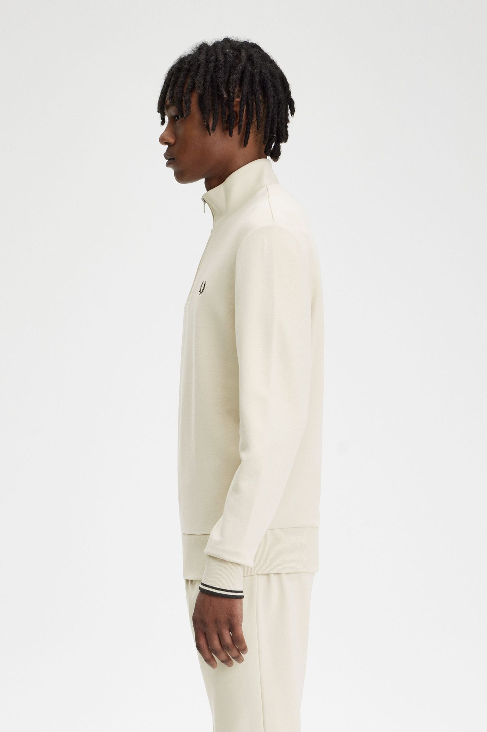 Fred Perry  Half Zip Sweatshirt in Oatmeal/Black 