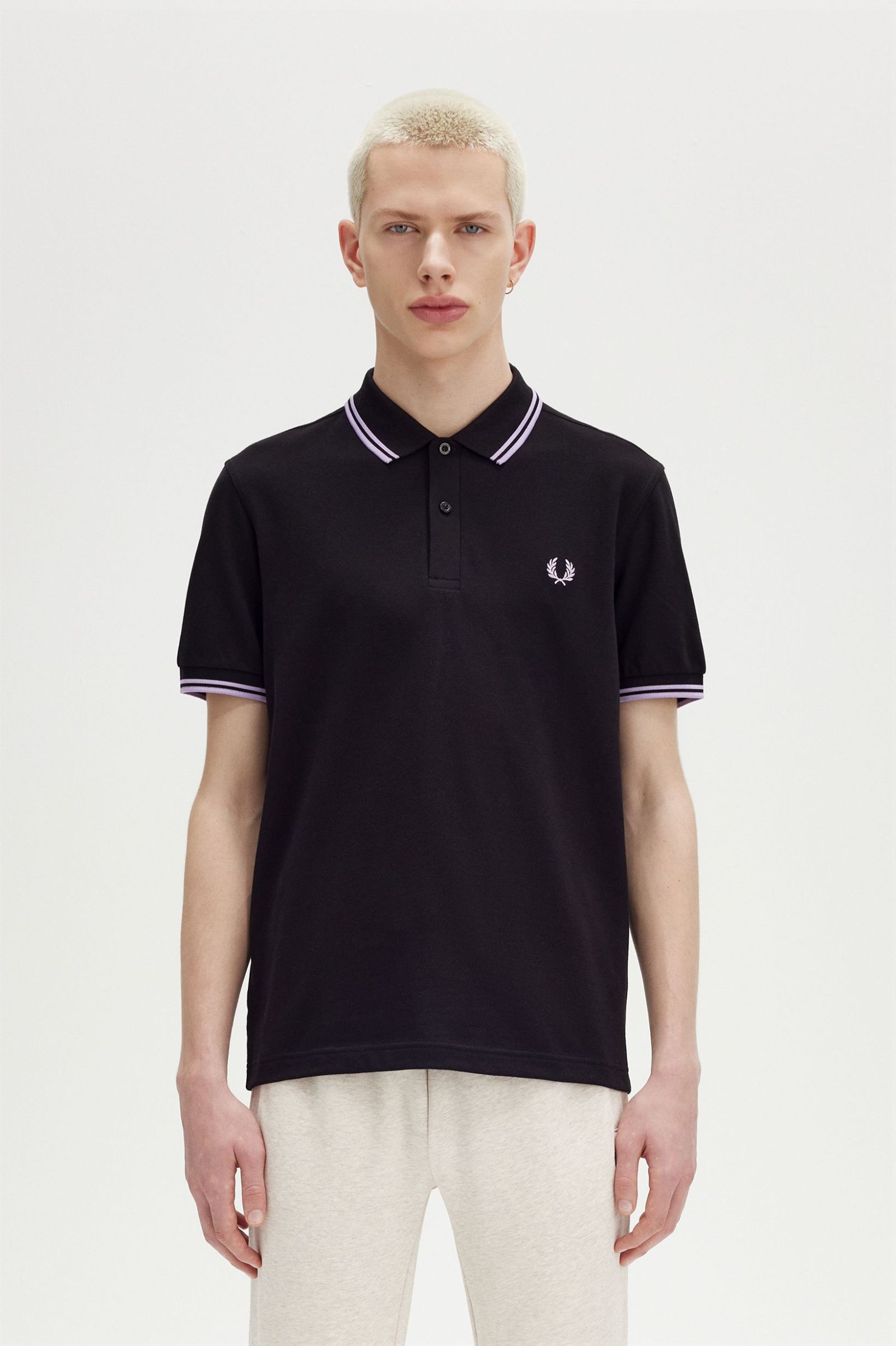 Fred Perry M3600 Twin Tipped Shirt in Black / Ultraviolet / Ultraviolet