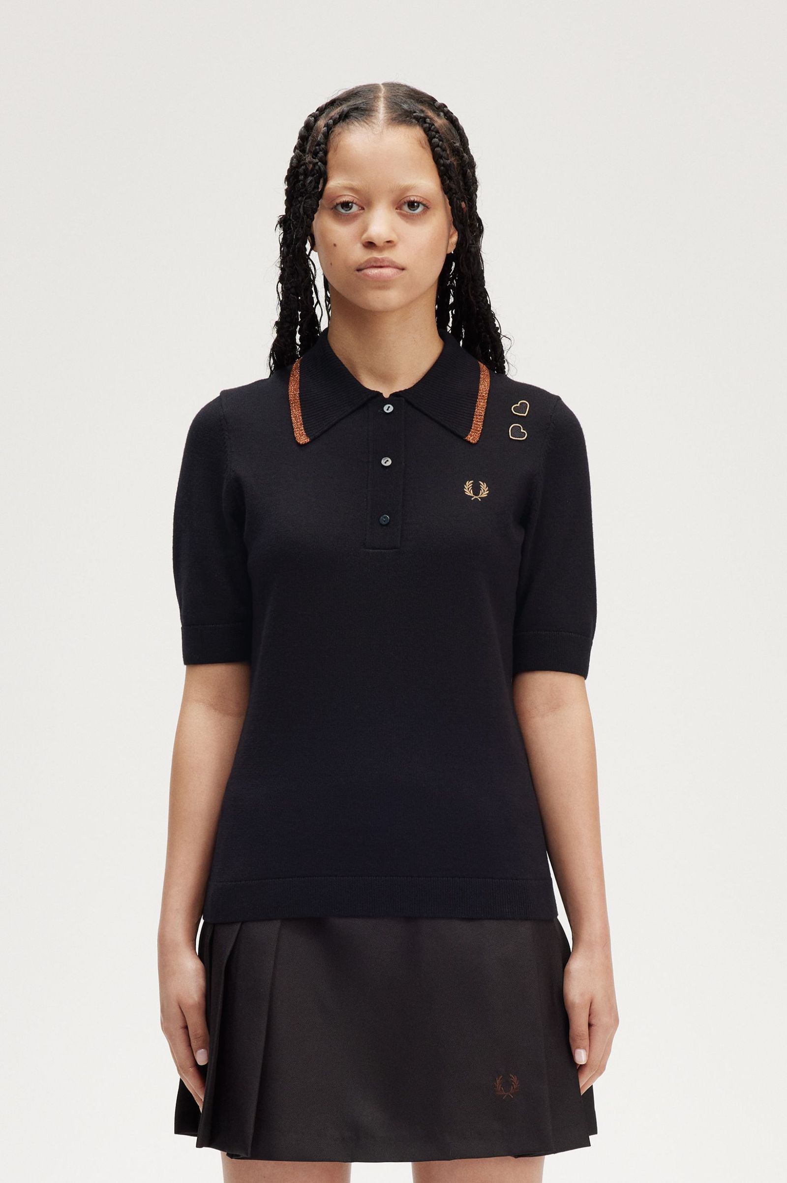 Fred Perry Metallic Knitted Shirt in Black