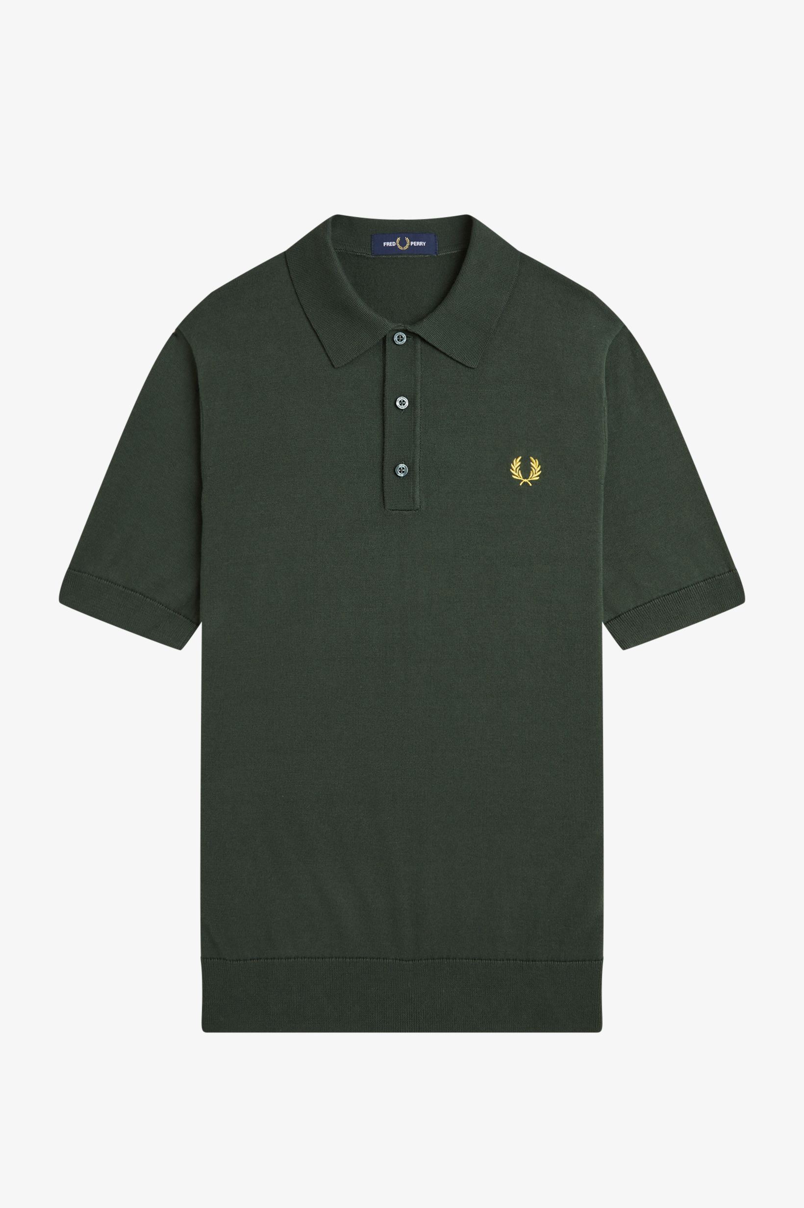 Fred Perry Cottton Knitted Shirt in Court Green