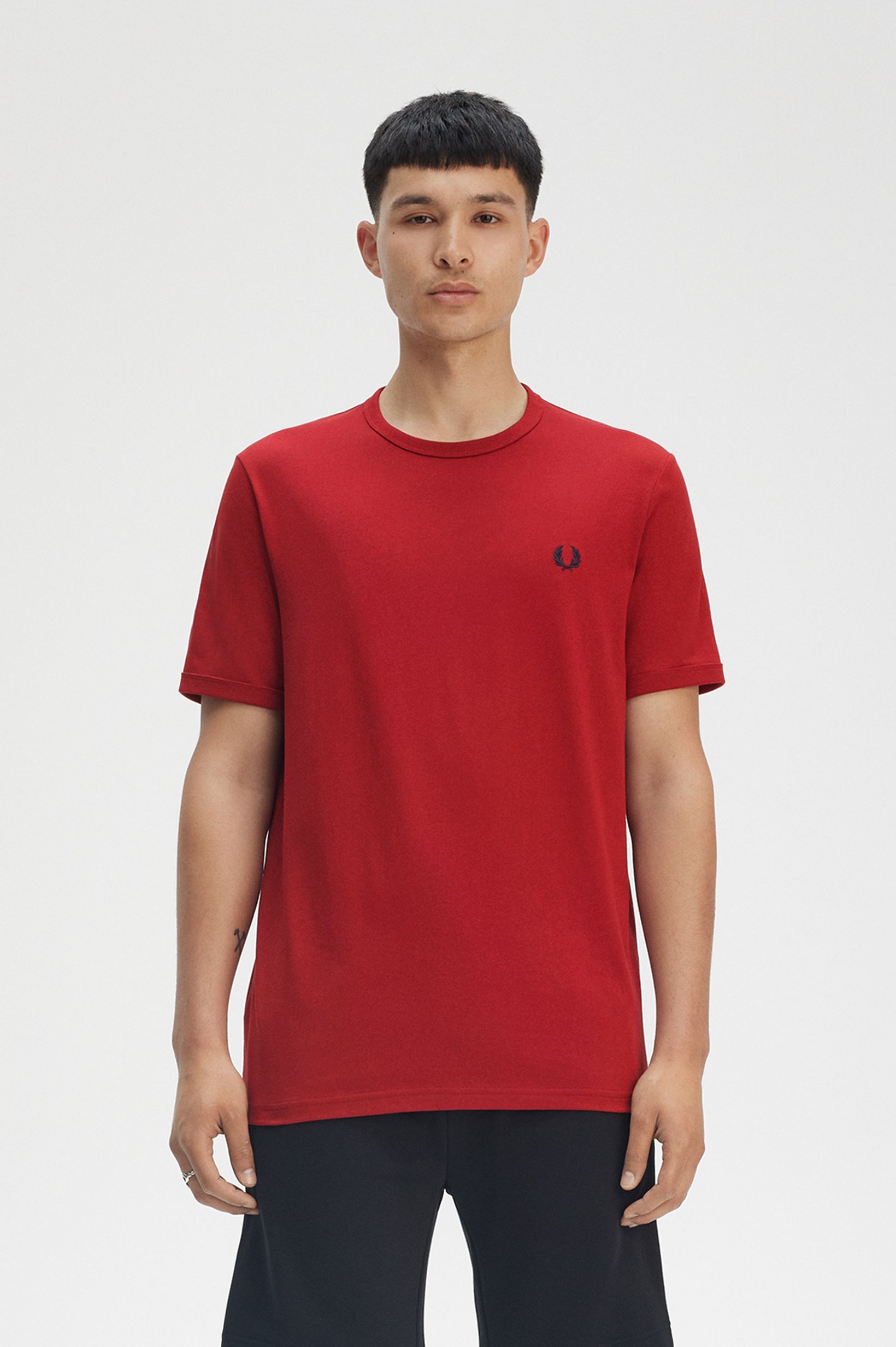 Fred Perry Ringer T-Shirt in Burnt Red 