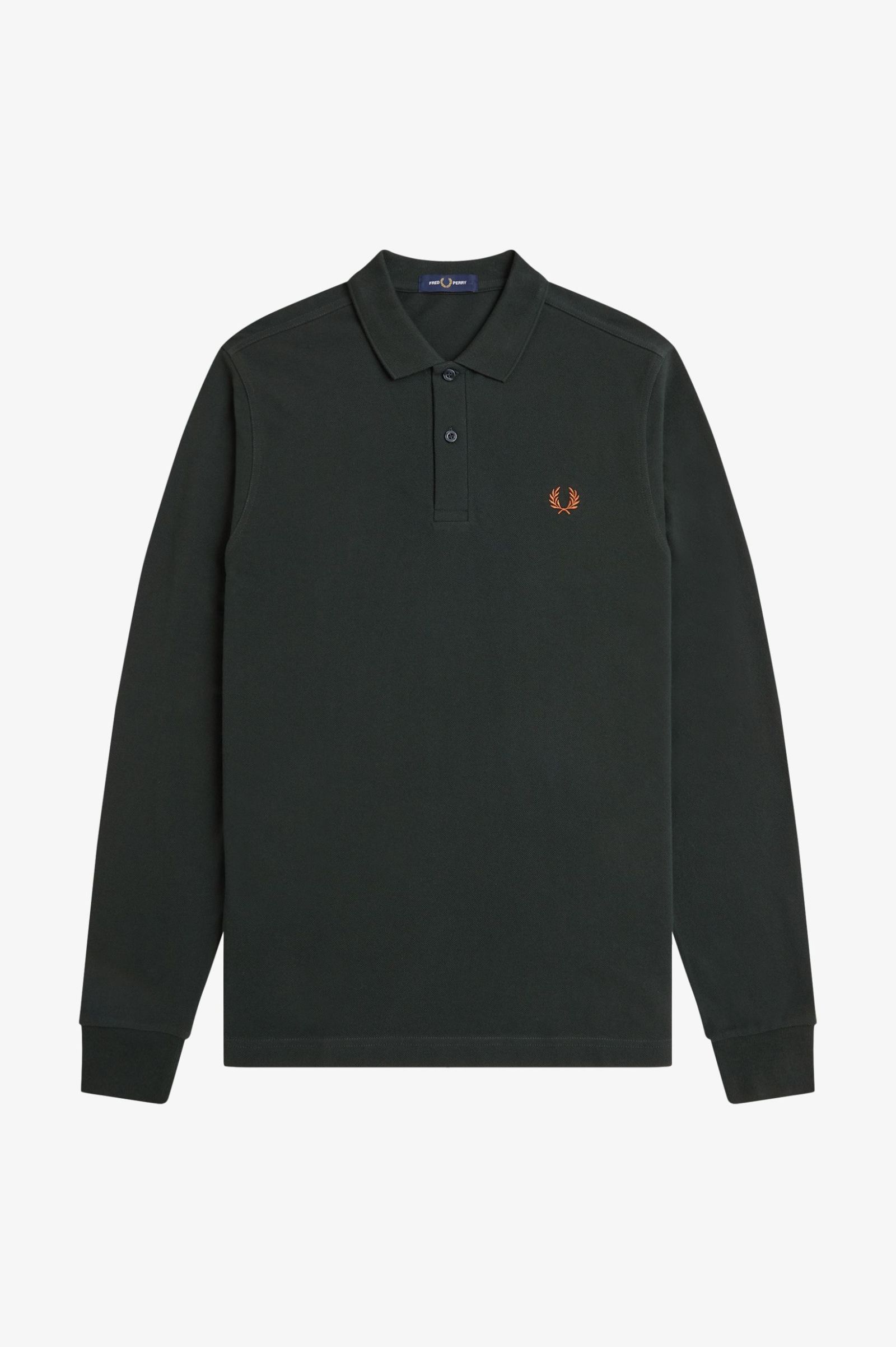 Fred Perry Long Sleeve Plain Shirt in Nightgreen/Marmelade