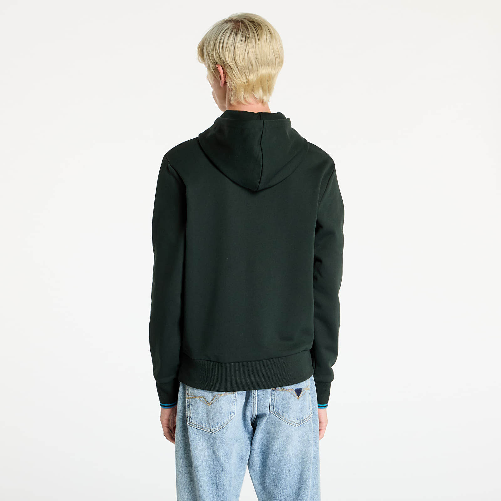 Fred Perry Tipped Hooded Sweatshirt Night Green / Ocean