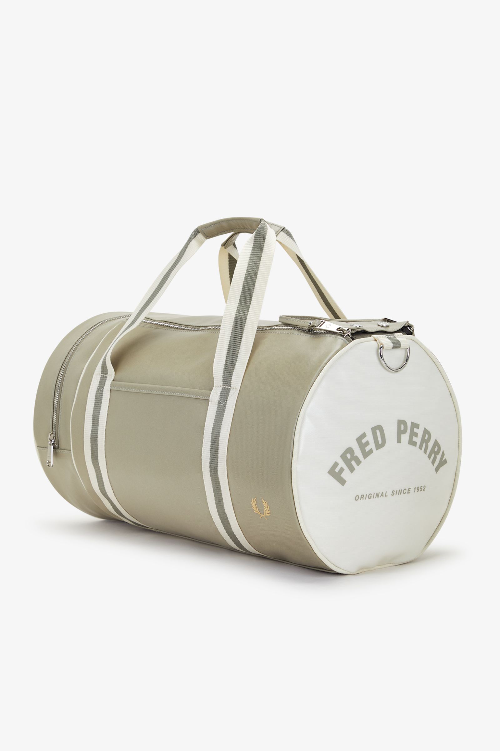 Fred Perry Classic Barrel Bag in Warm Grey/Ecru