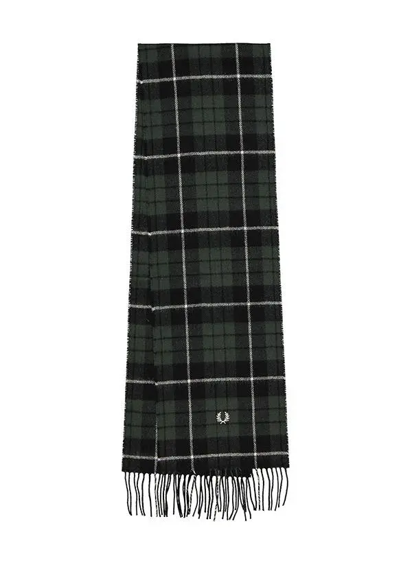 Fred Perry Lambswool Tartan Scarf in Black 