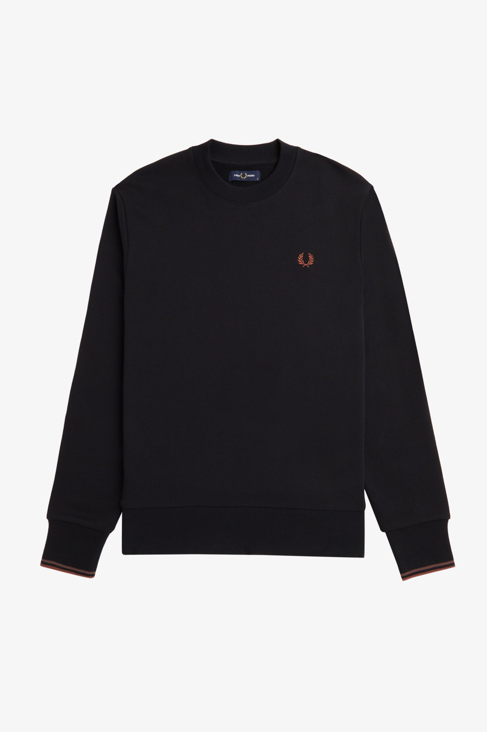 Fred Perry Crew Neck Sweatshirt Black / Whiskey Brown