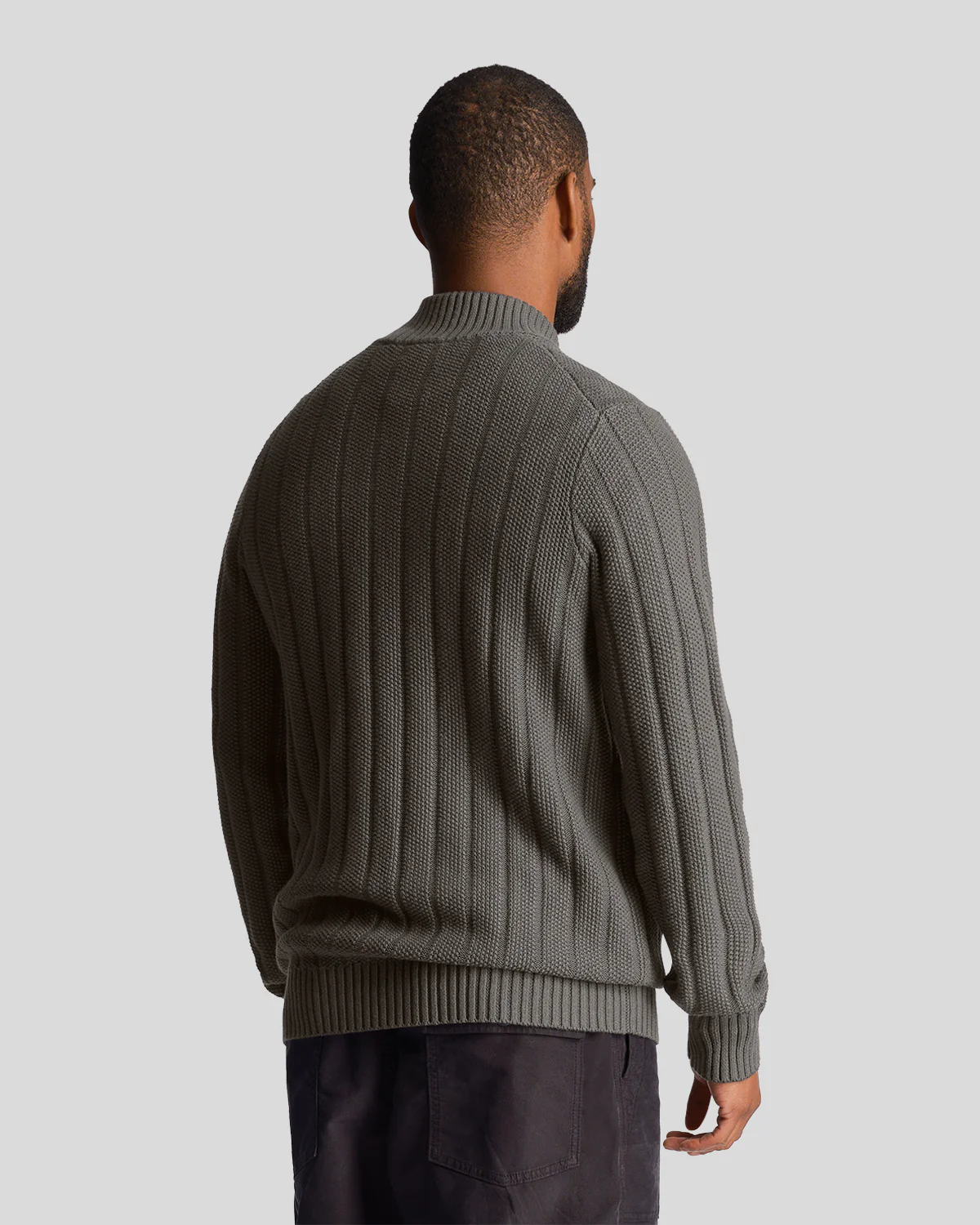 Lyle & Scott Moss Stitch 1/4 Zip Jumper in Gunmetal