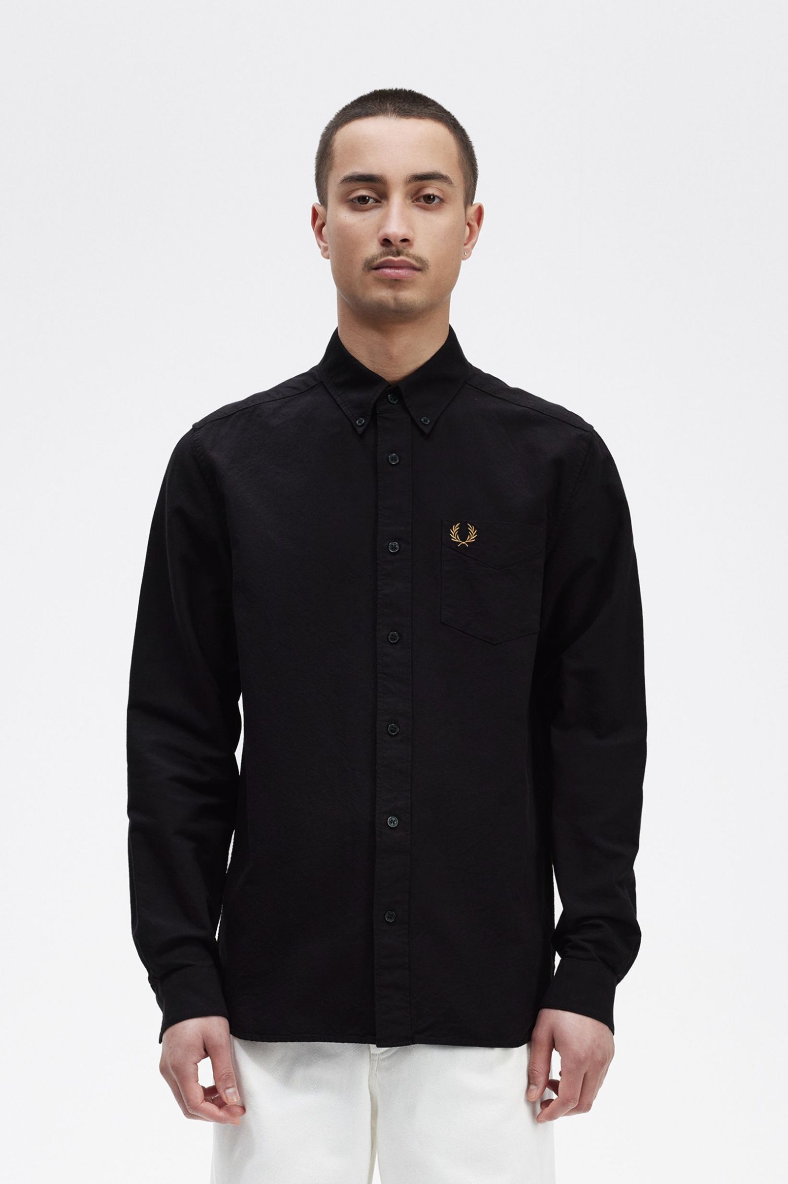 Fred Perry Oxford Shirt in Black And Gold 