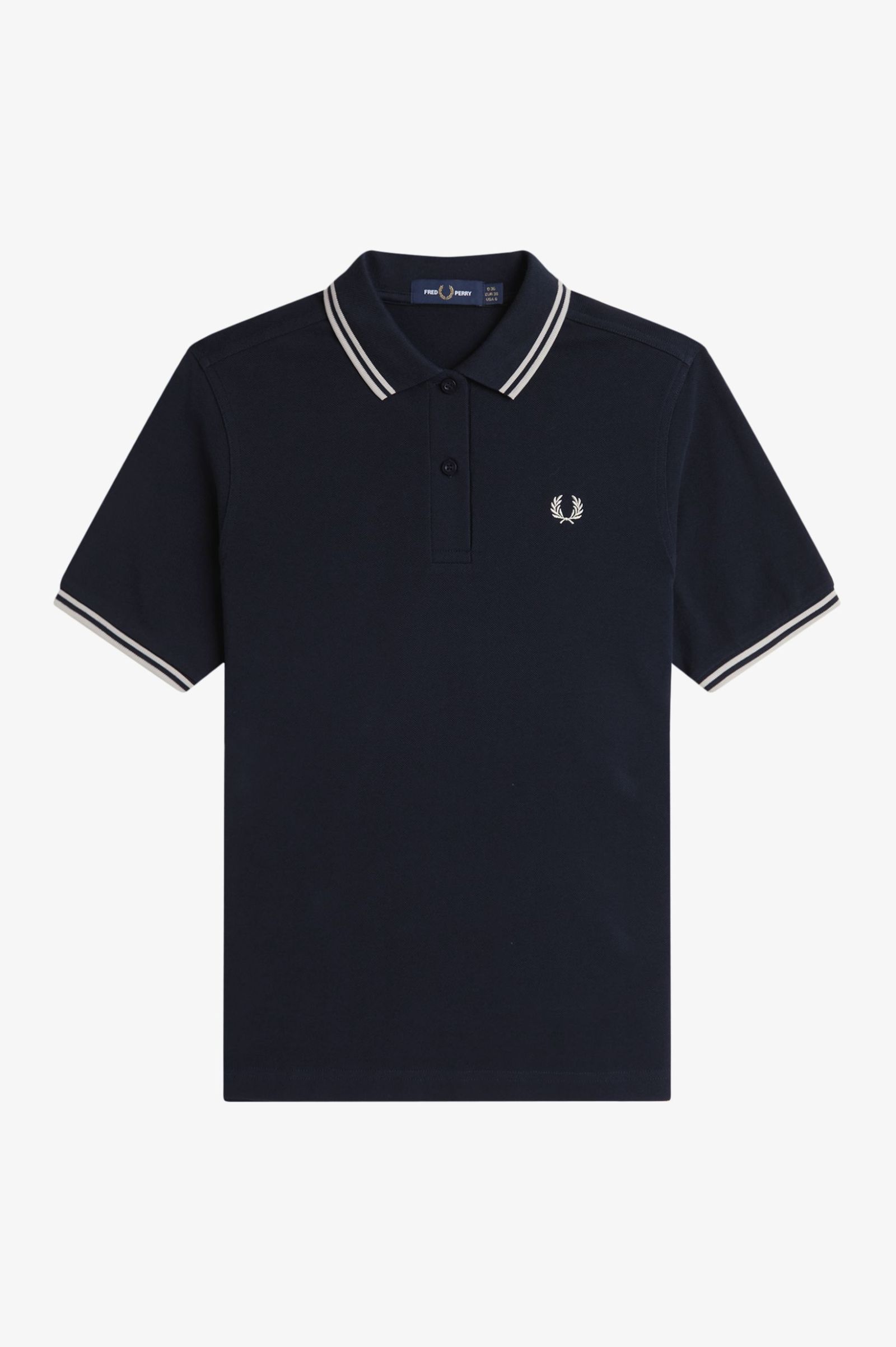 Fred Perry Twin Tipped Shirt in Navy/Oatmeal