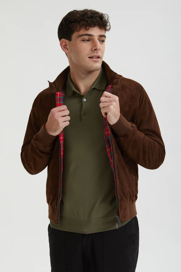 Baracuta G9 Harrington in Suede Chocolate