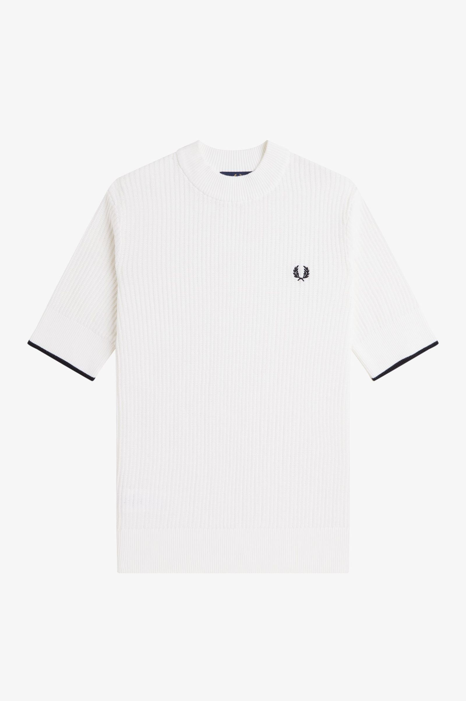 Fred Perry Mesh Knit T-Shirt in Snow White