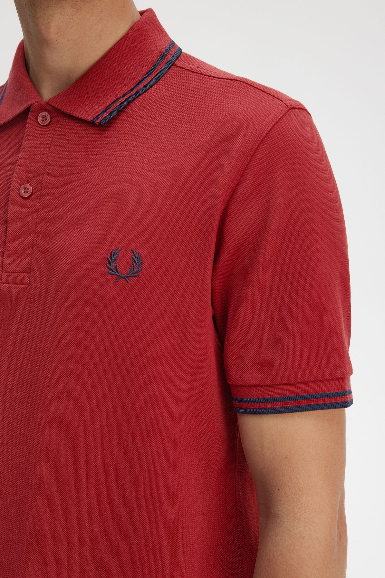 Fred Perry Twin Tipped Shirt in Burnt Red/Navy