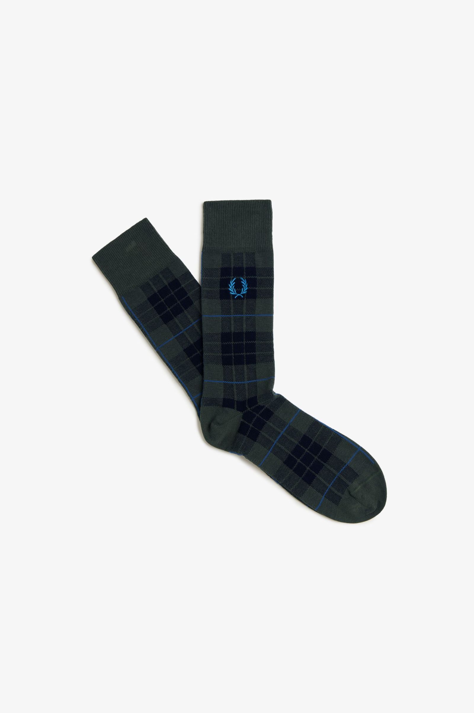 Fred Perry Tartan Sock in Night Green