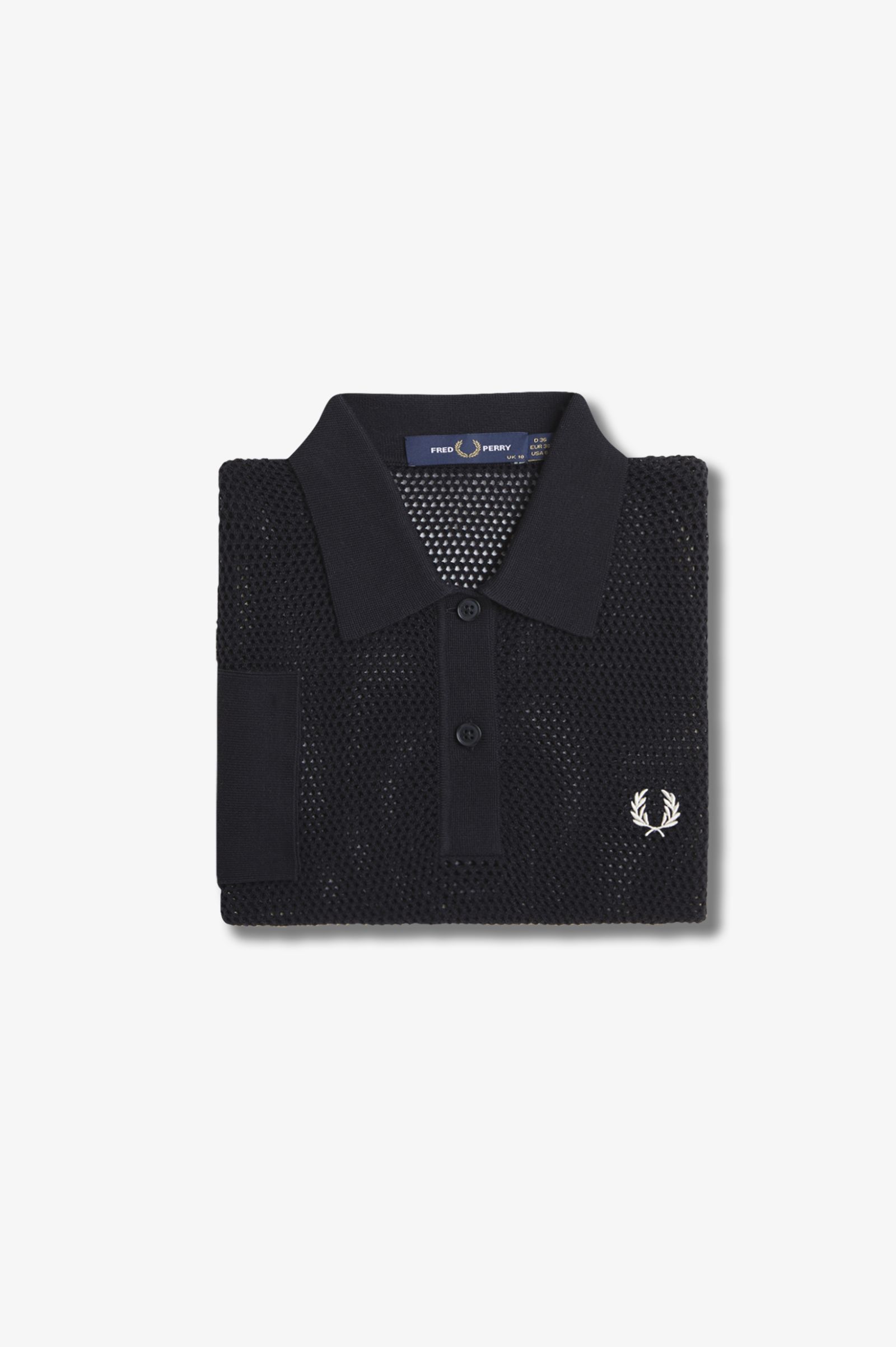 Fred Perry Open Knit Polo Shirt in Black